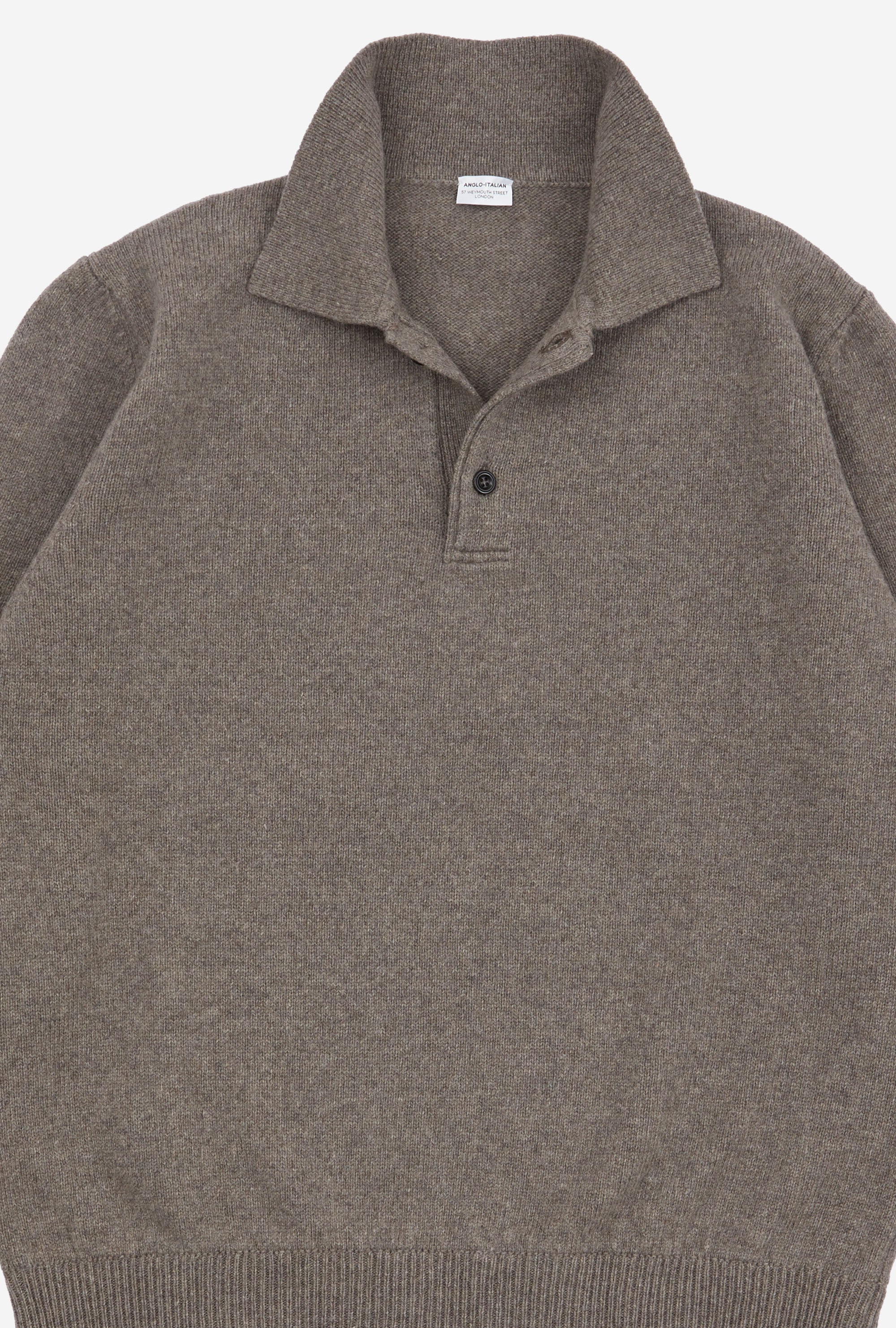Winter Knitted Polo Lambswool Taupe