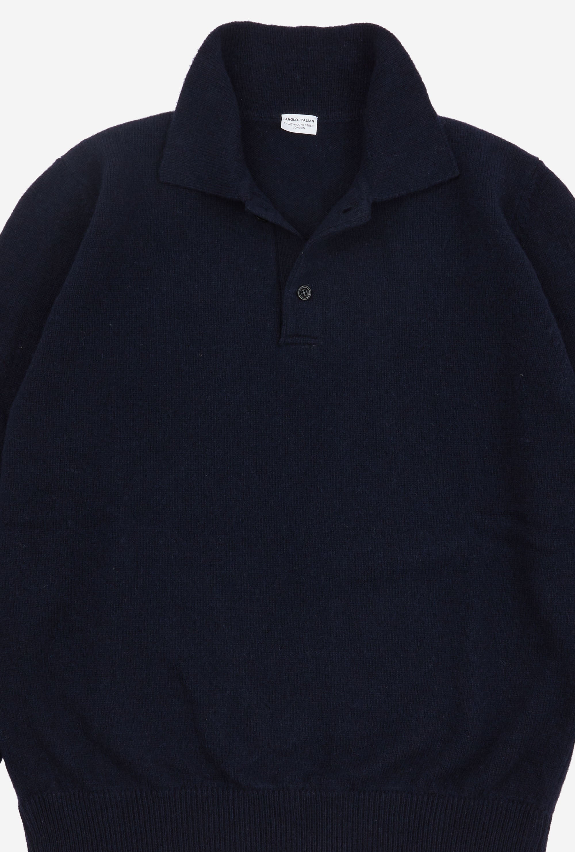 Winter Knitted Polo Lambswool Navy