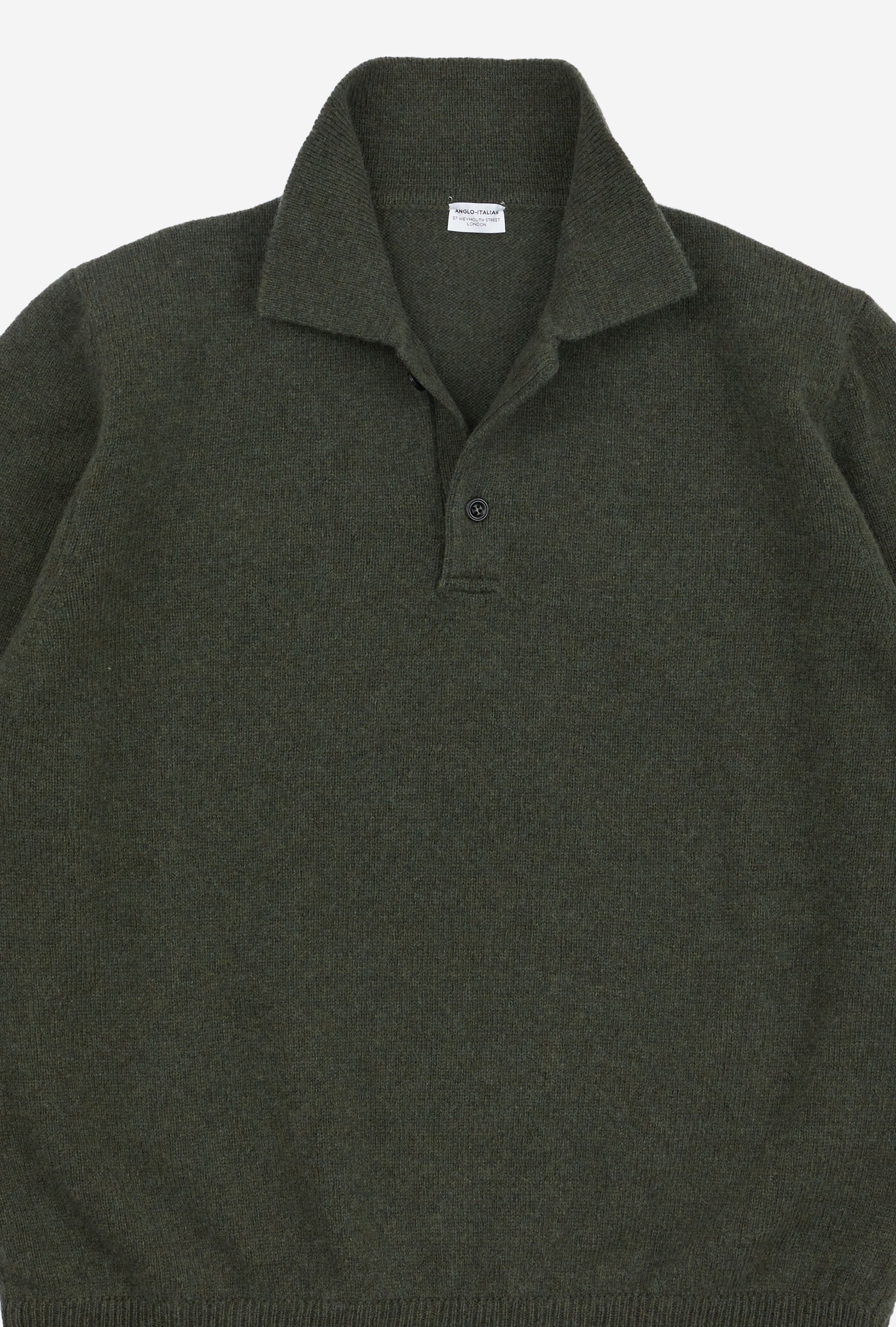 Winter Knitted Polo Lambswool Moss