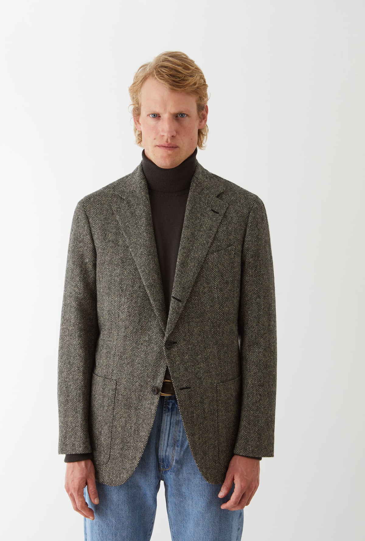 Sport Jacket Wool Ecru Herringbone