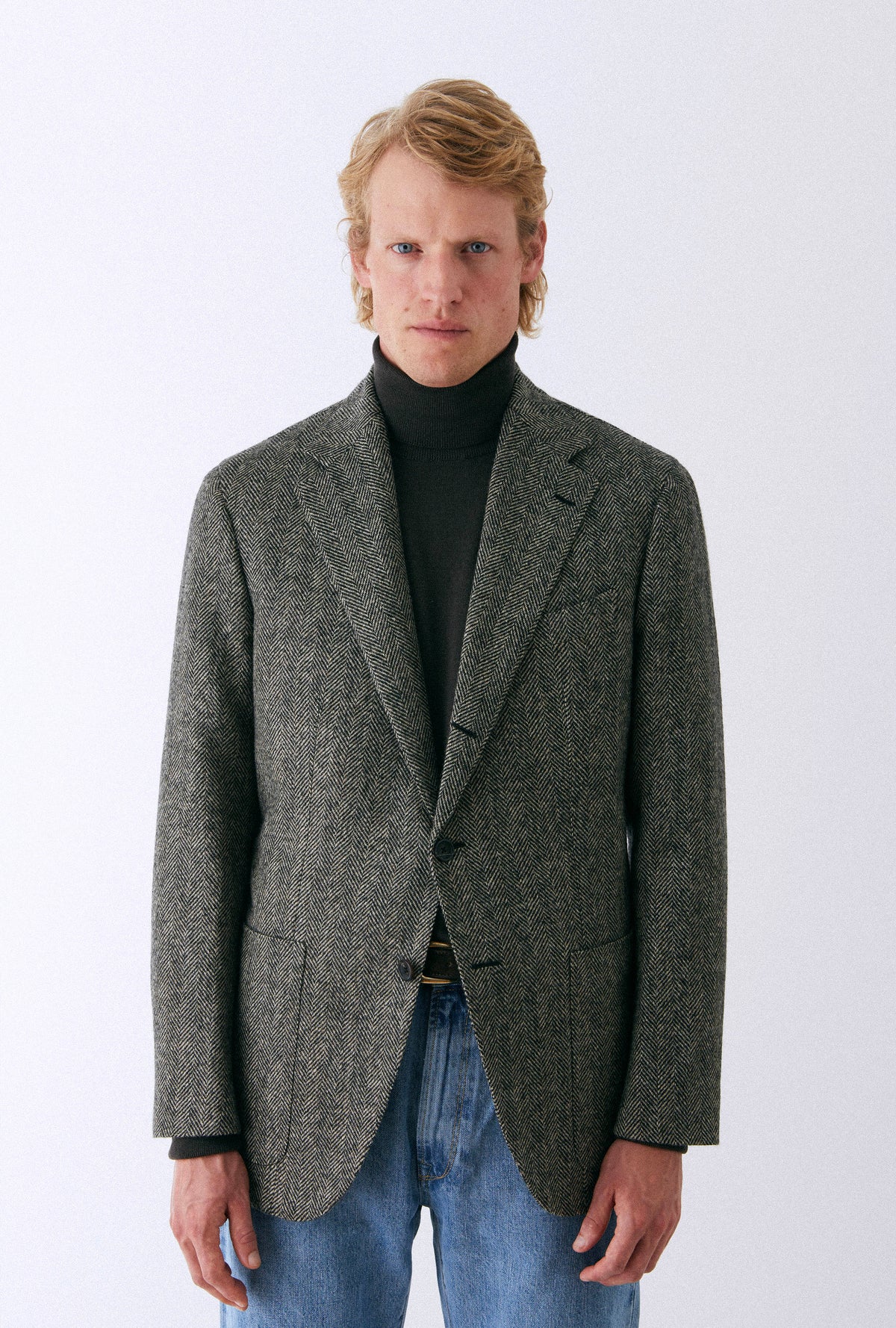 Sport Jacket Wool Ecru Herringbone