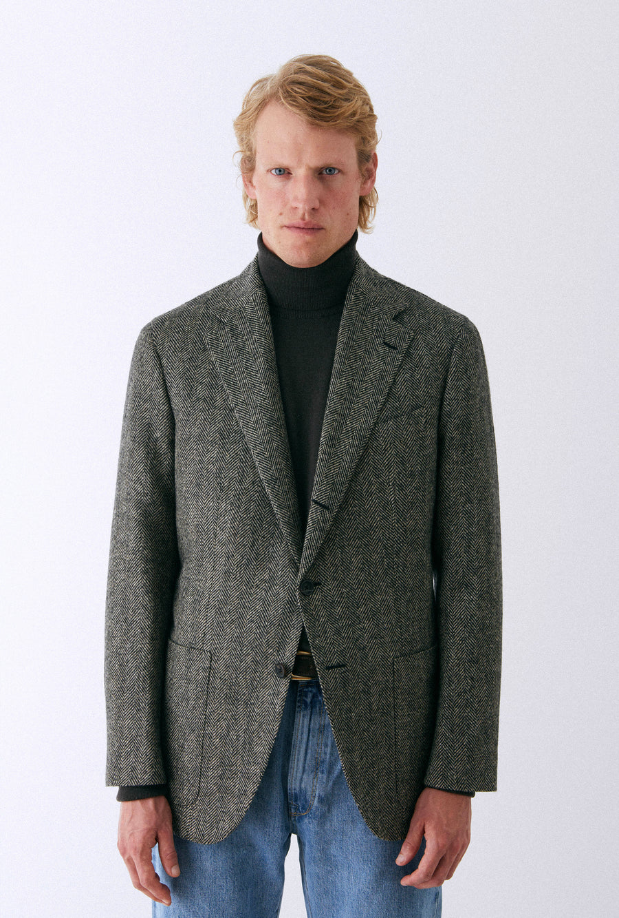 Sport Jacket Wool Ecru Herringbone