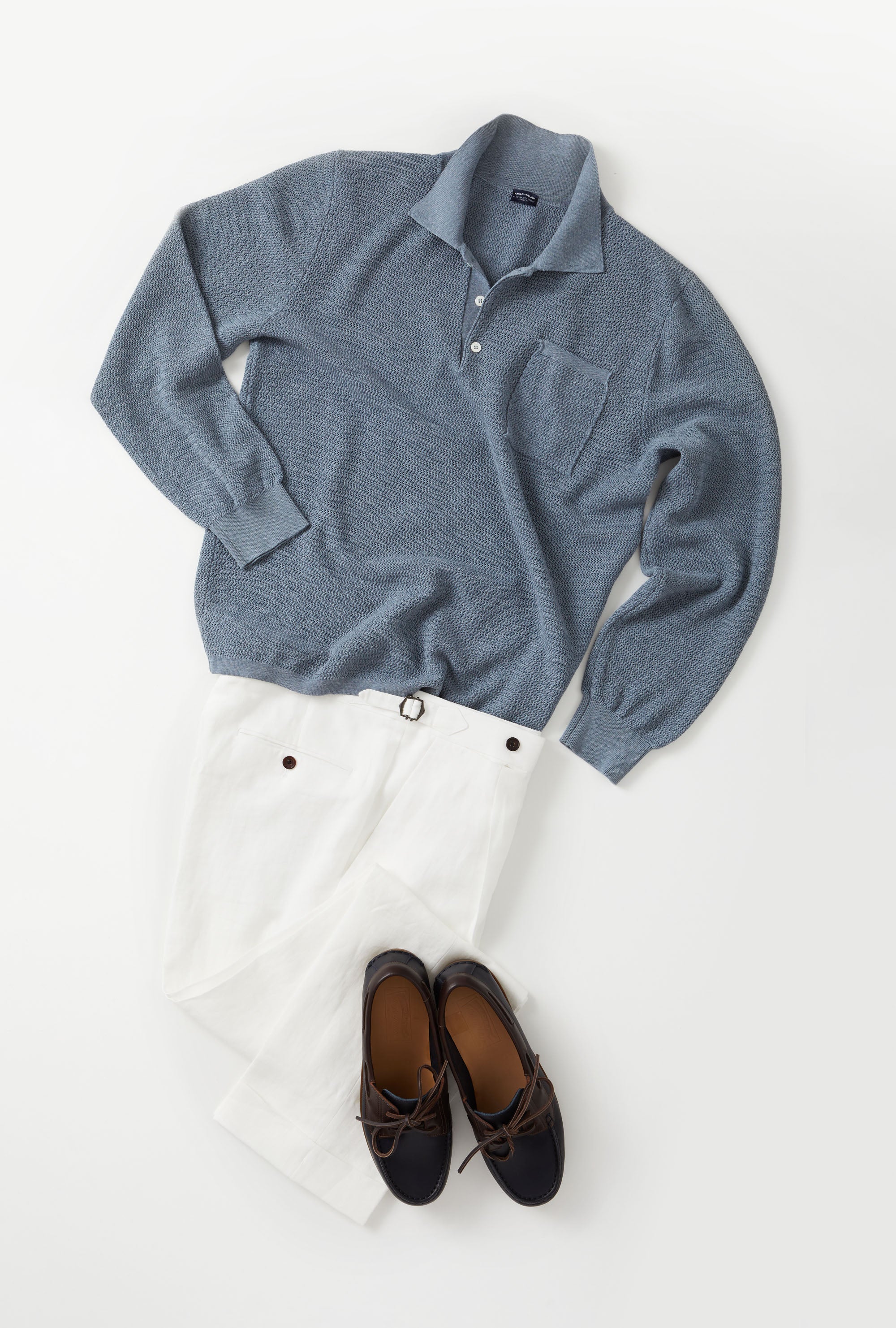 Zig Zag Polo Cotton Slate