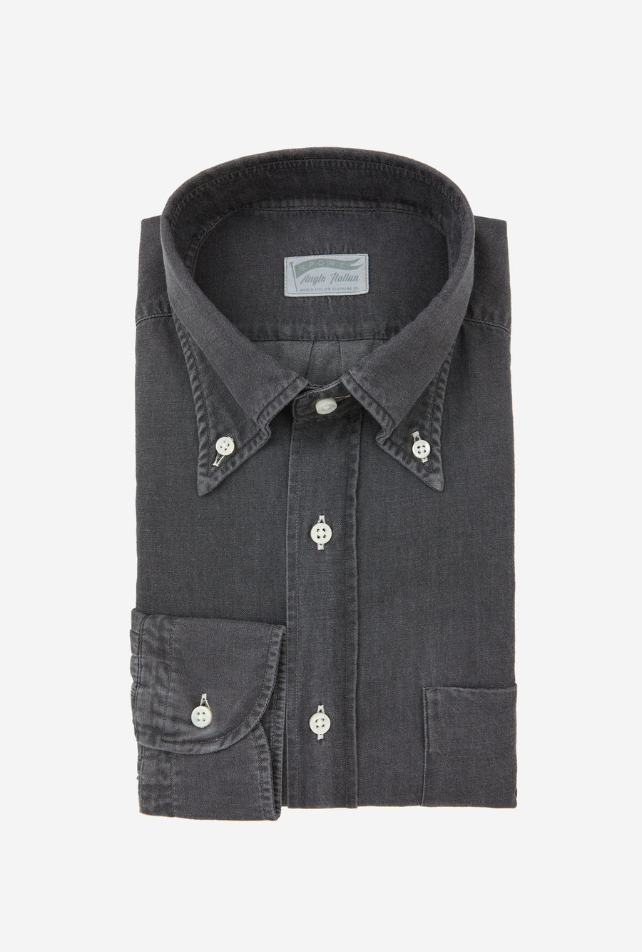 Button Down Sport Shirt Black Wash Denim