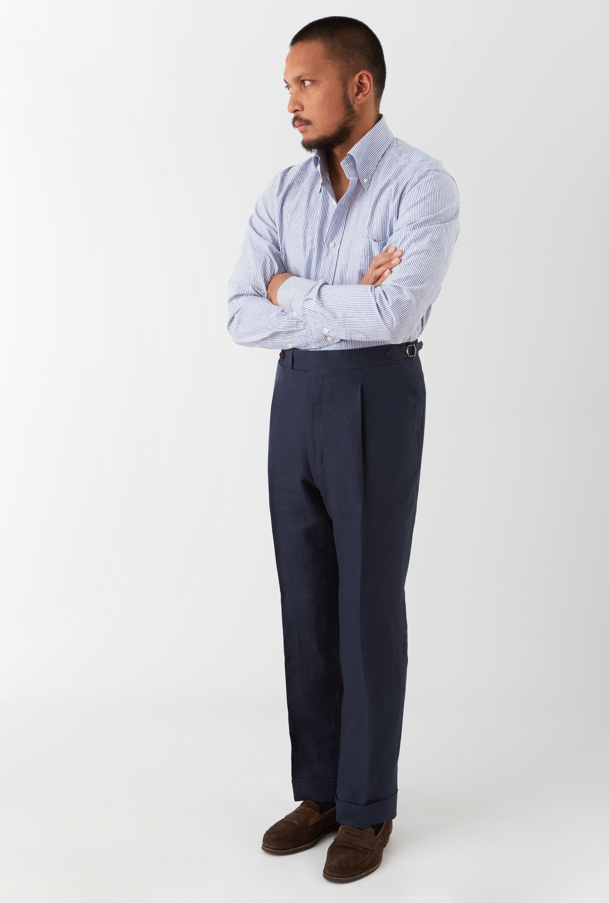 Tailored Trouser Washed Linen Navy