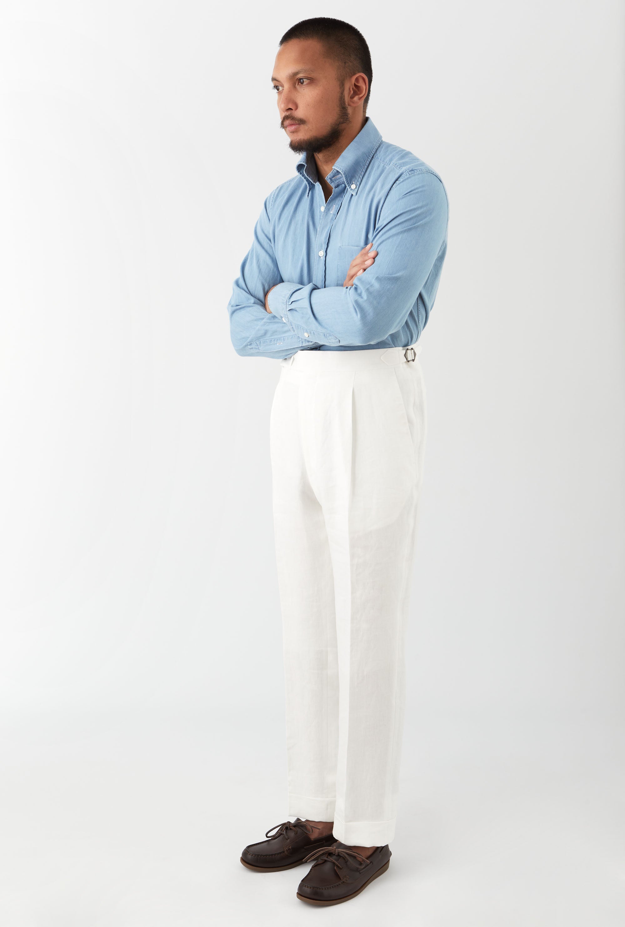 Tailored Trouser Washed Linen White