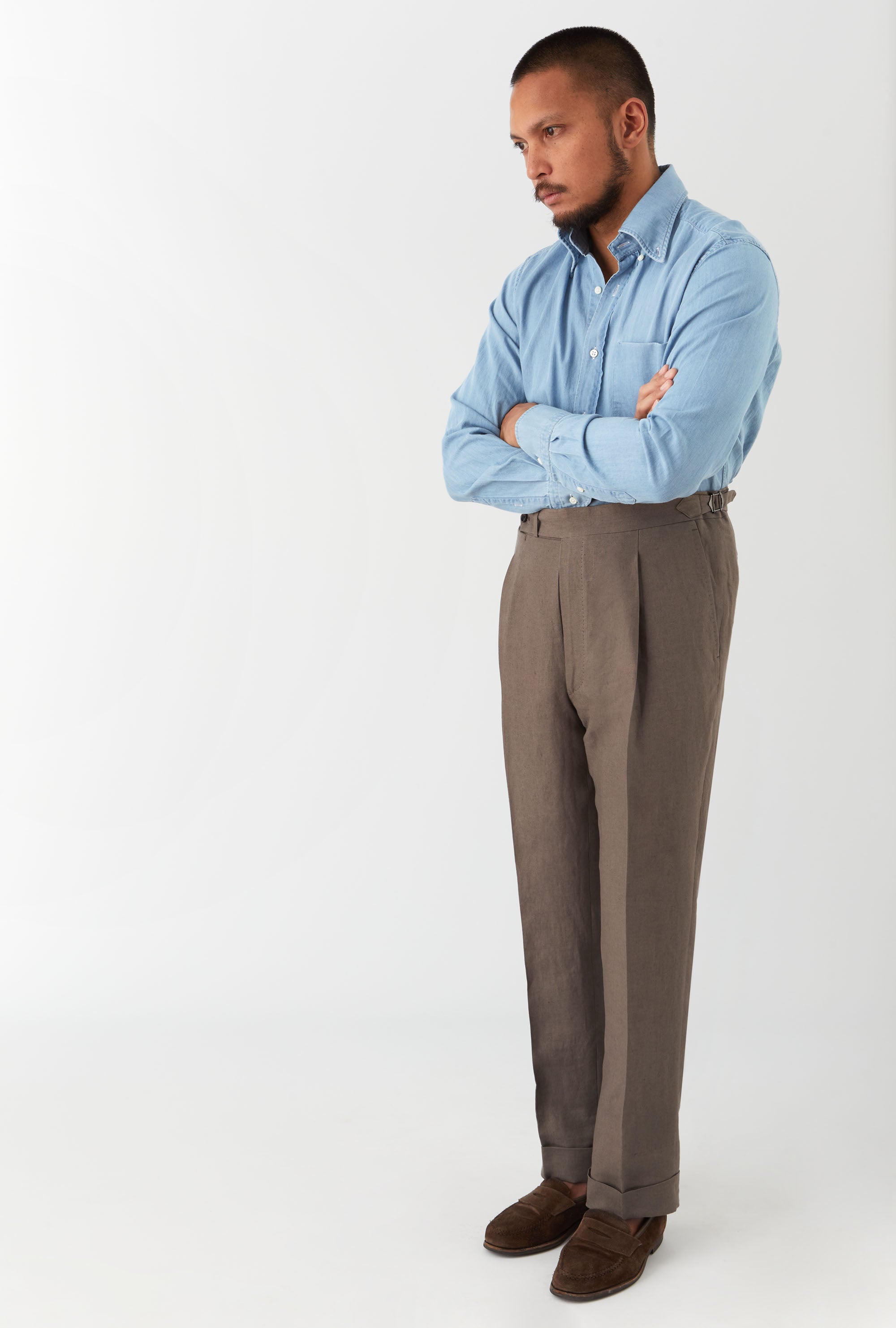 Tailored Trouser Washed Linen Taupe
