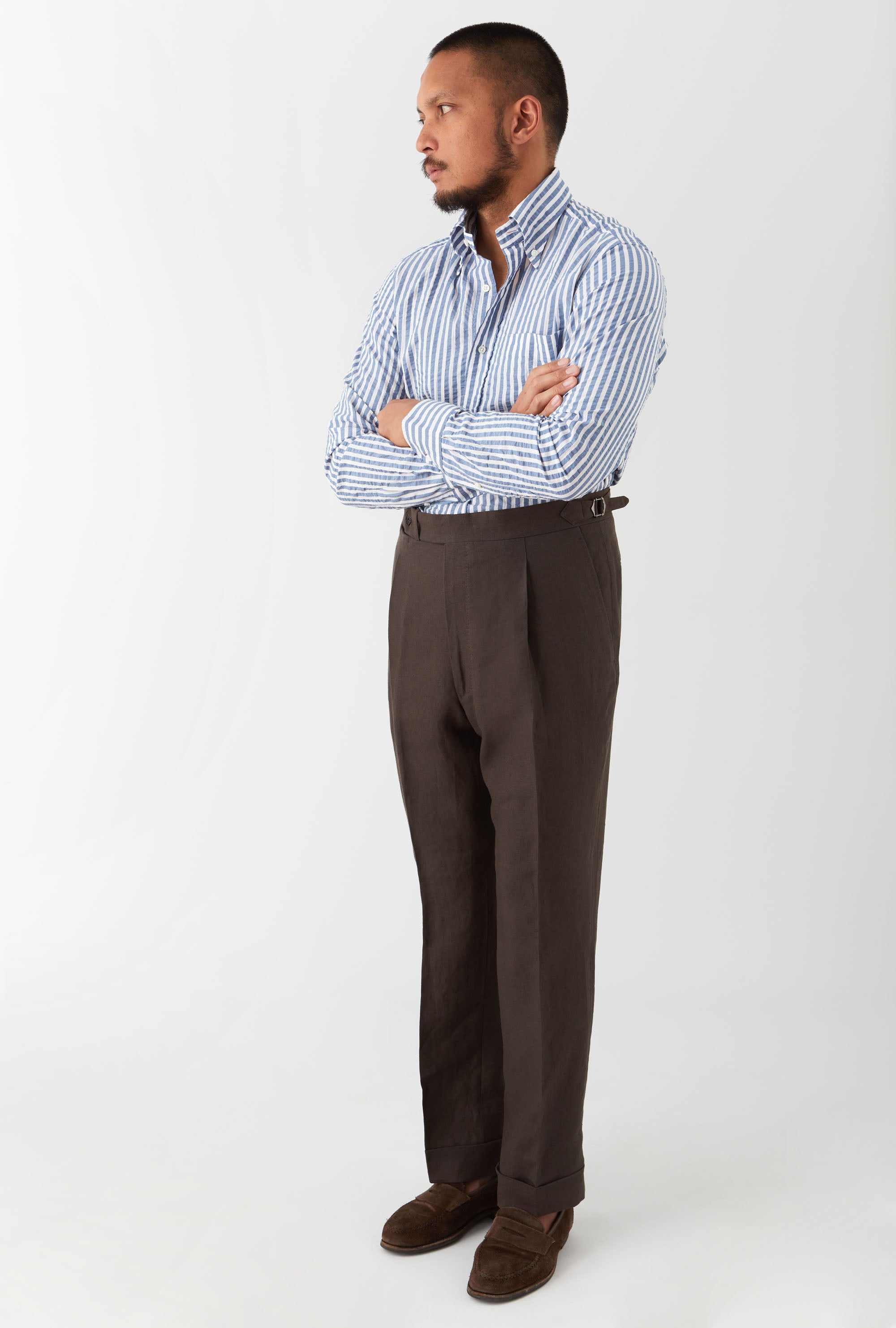 Tailored Trouser Washed Linen Brown
