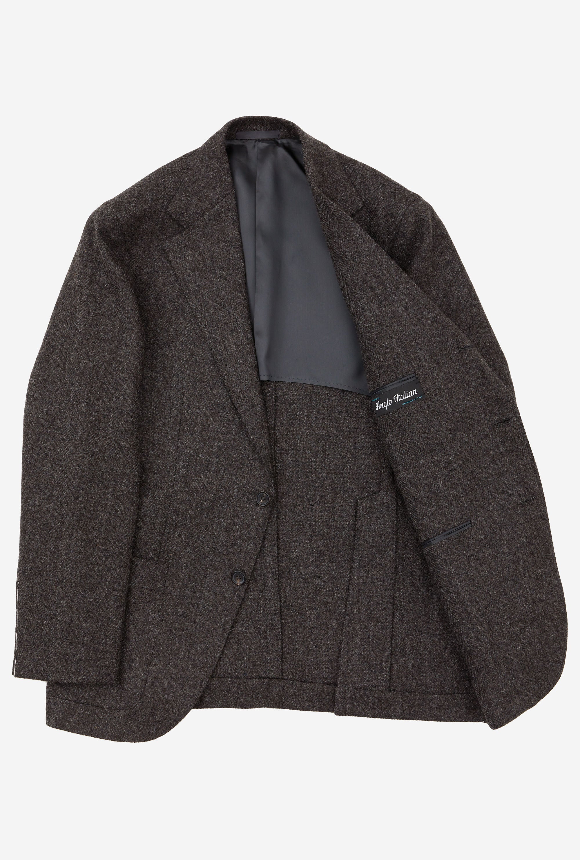 Sport Jacket Wool Dark Brown Herringbone
