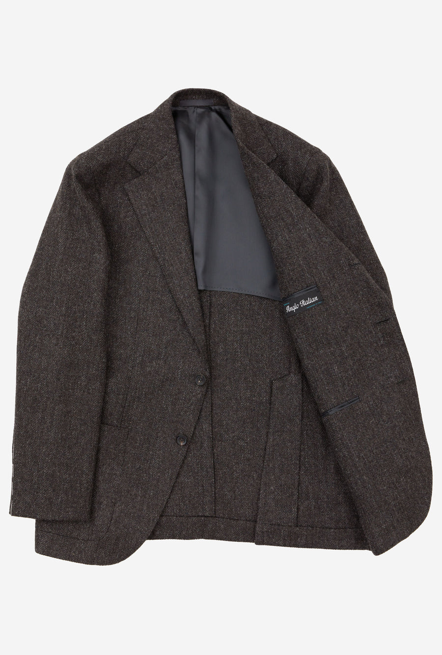 Sport Jacket Wool Dark Brown Herringbone