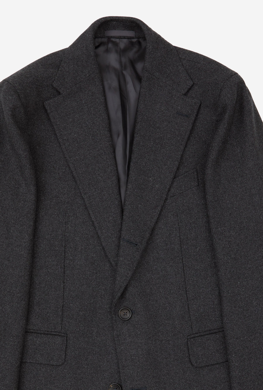 Single Breasted Overcoat Notch Lapel Charcoal