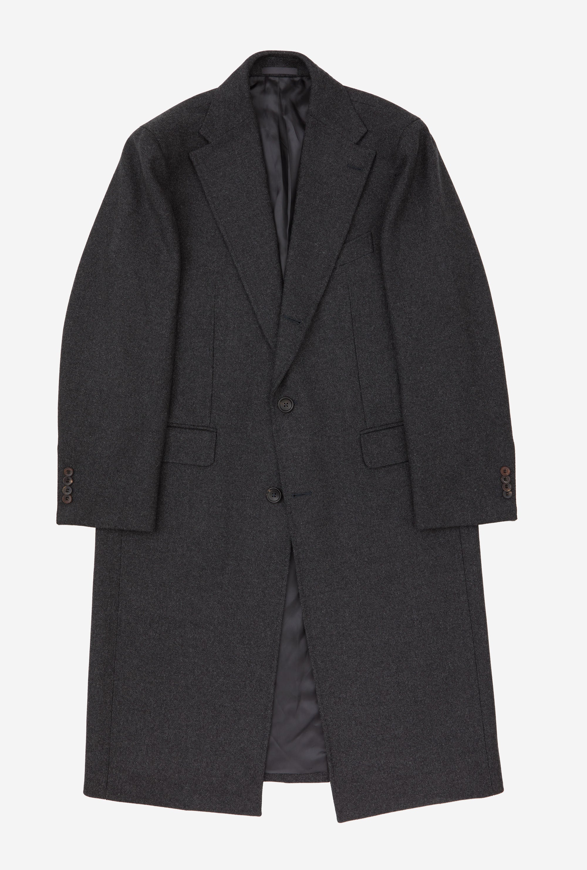 Single Breasted Overcoat Notch Lapel Charcoal