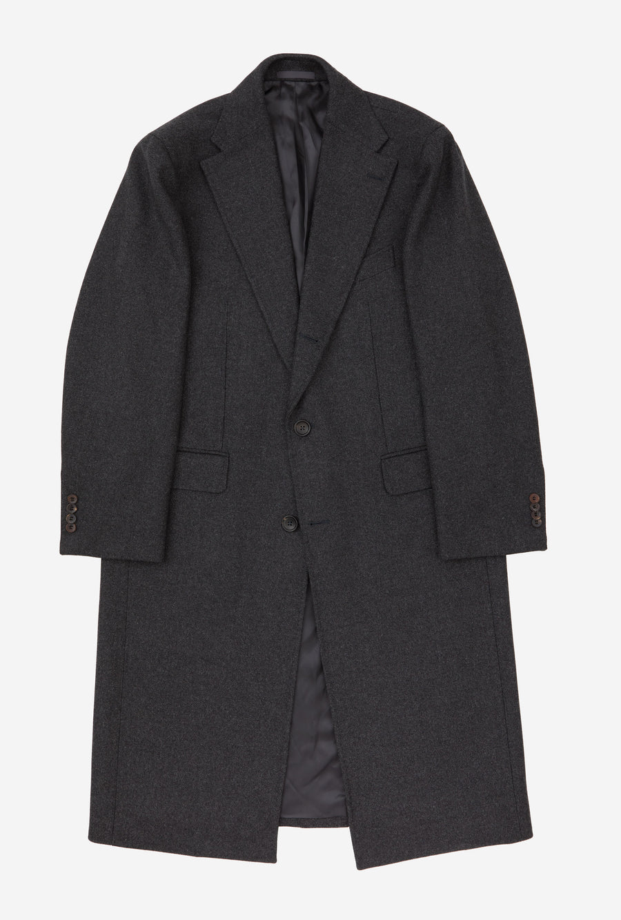 Single Breasted Overcoat Notch Lapel Charcoal