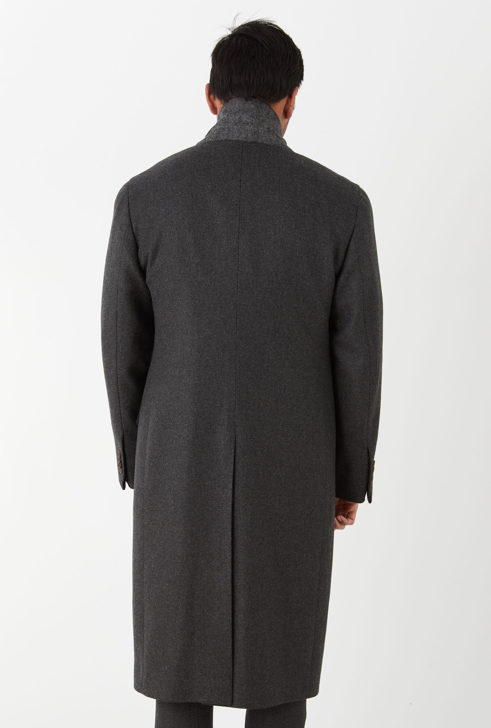 Single Breasted Overcoat Notch Lapel Charcoal