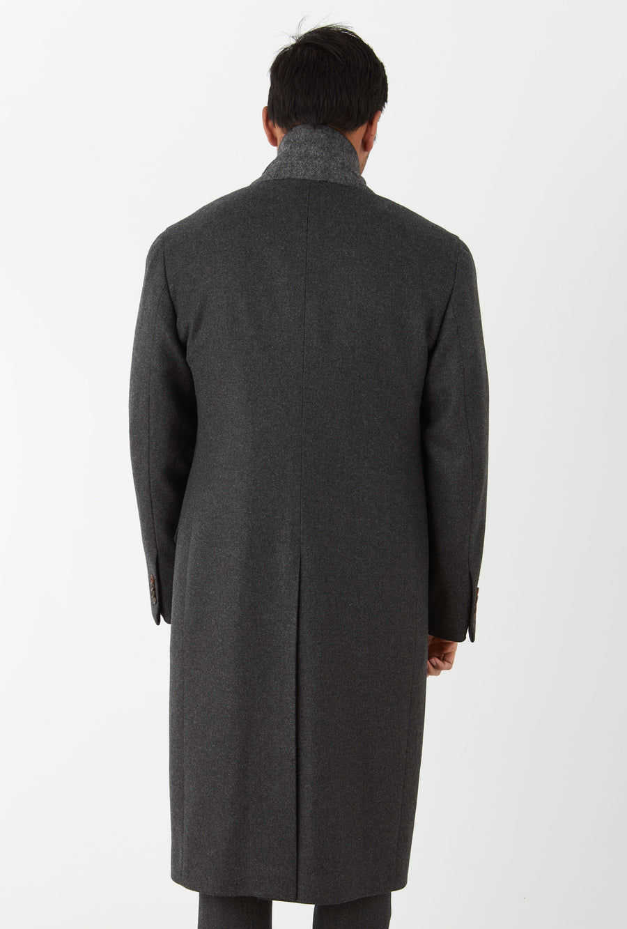 Single Breasted Overcoat Notch Lapel Charcoal