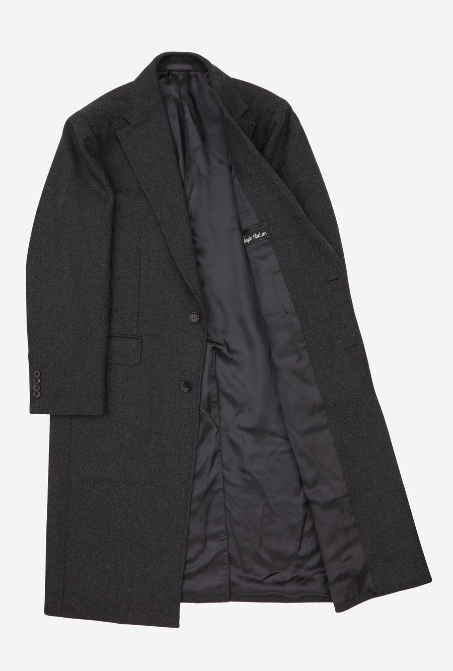 Single Breasted Overcoat Notch Lapel Charcoal