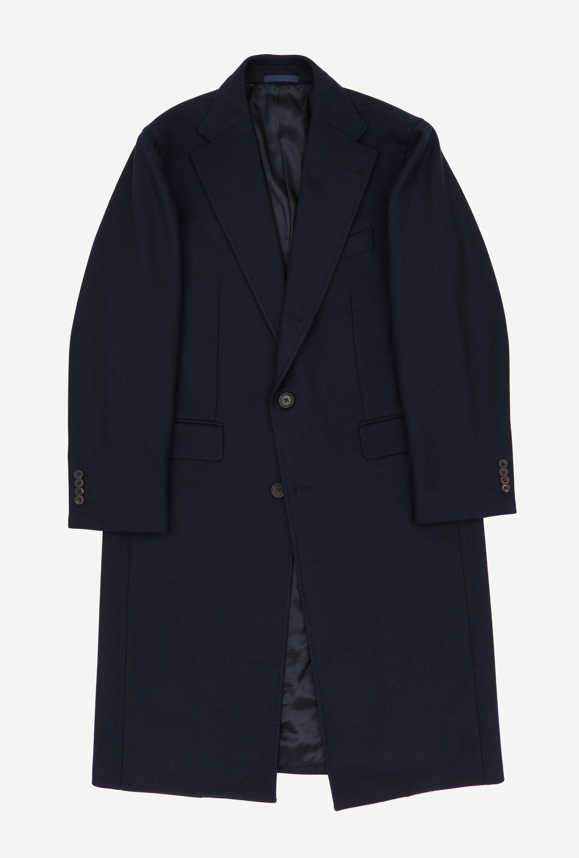 Single Breasted Overcoat Notch Lapel Navy