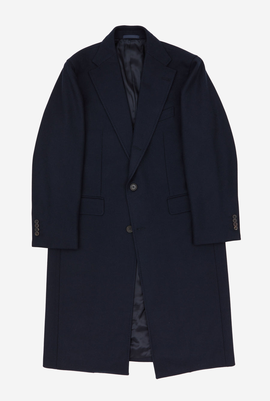 Single Breasted Overcoat Notch Lapel Navy