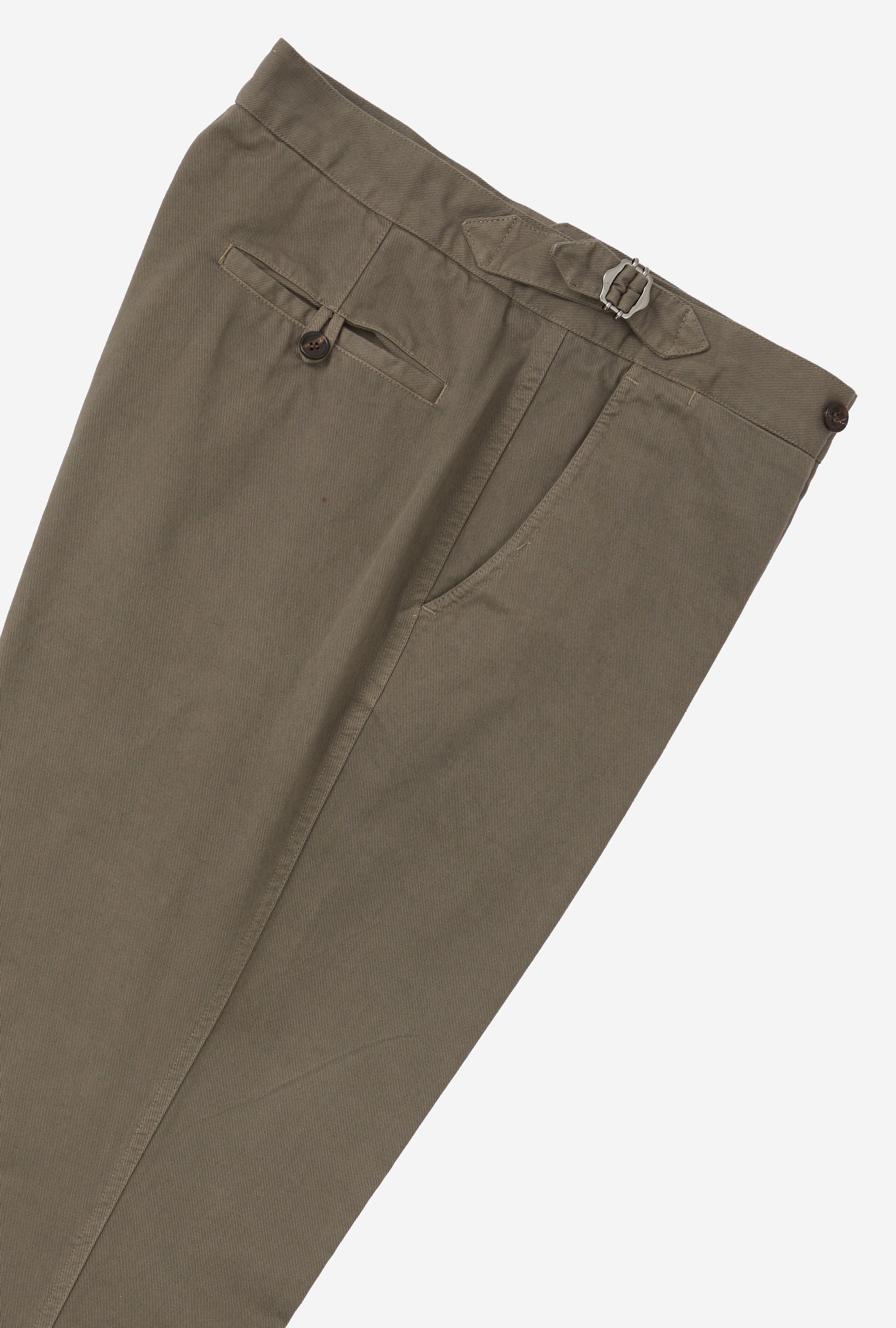 Garment Dyed Flat Front Cotton Trouser Taupe