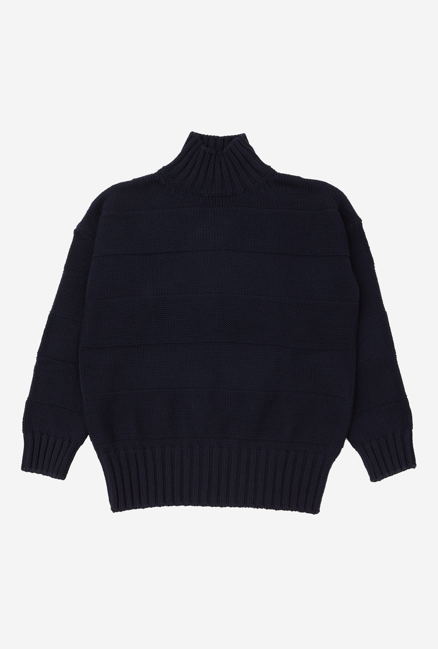 Mockneck Heavy Cotton Navy Stripe