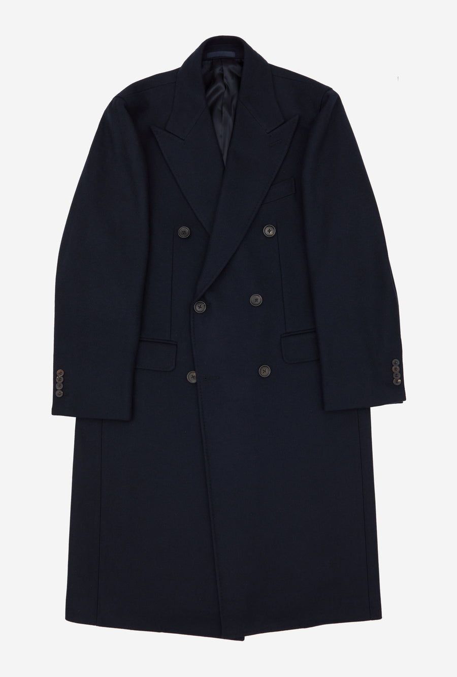 Double Breasted Overcoat Peak Lapel Navy