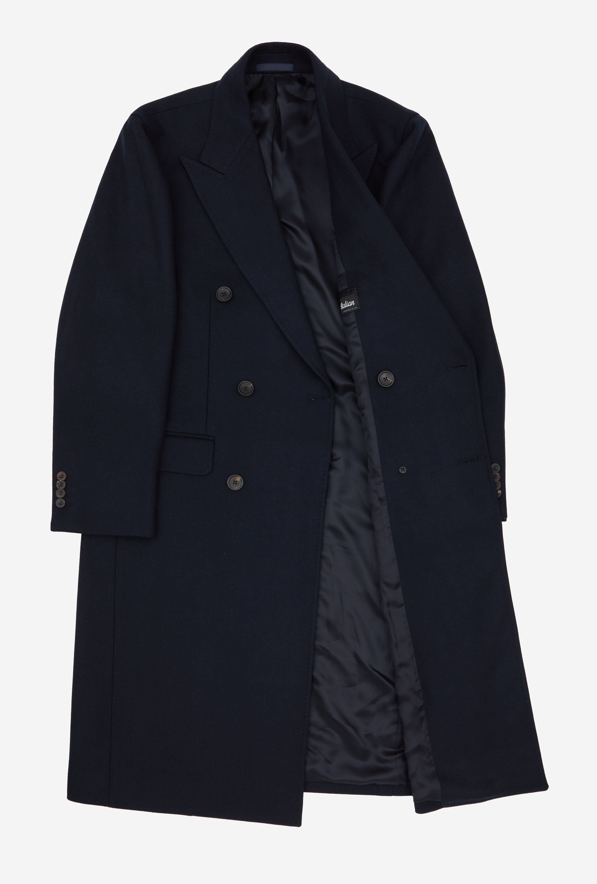 Double Breasted Overcoat Peak Lapel Navy