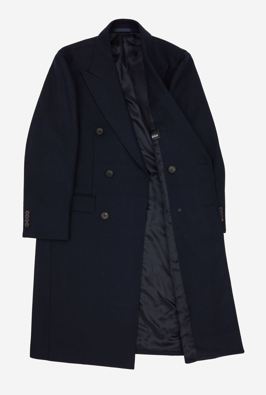 Double Breasted Overcoat Peak Lapel Navy