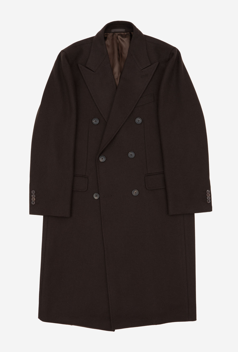 Double Breasted Overcoat Peak Lapel Brown