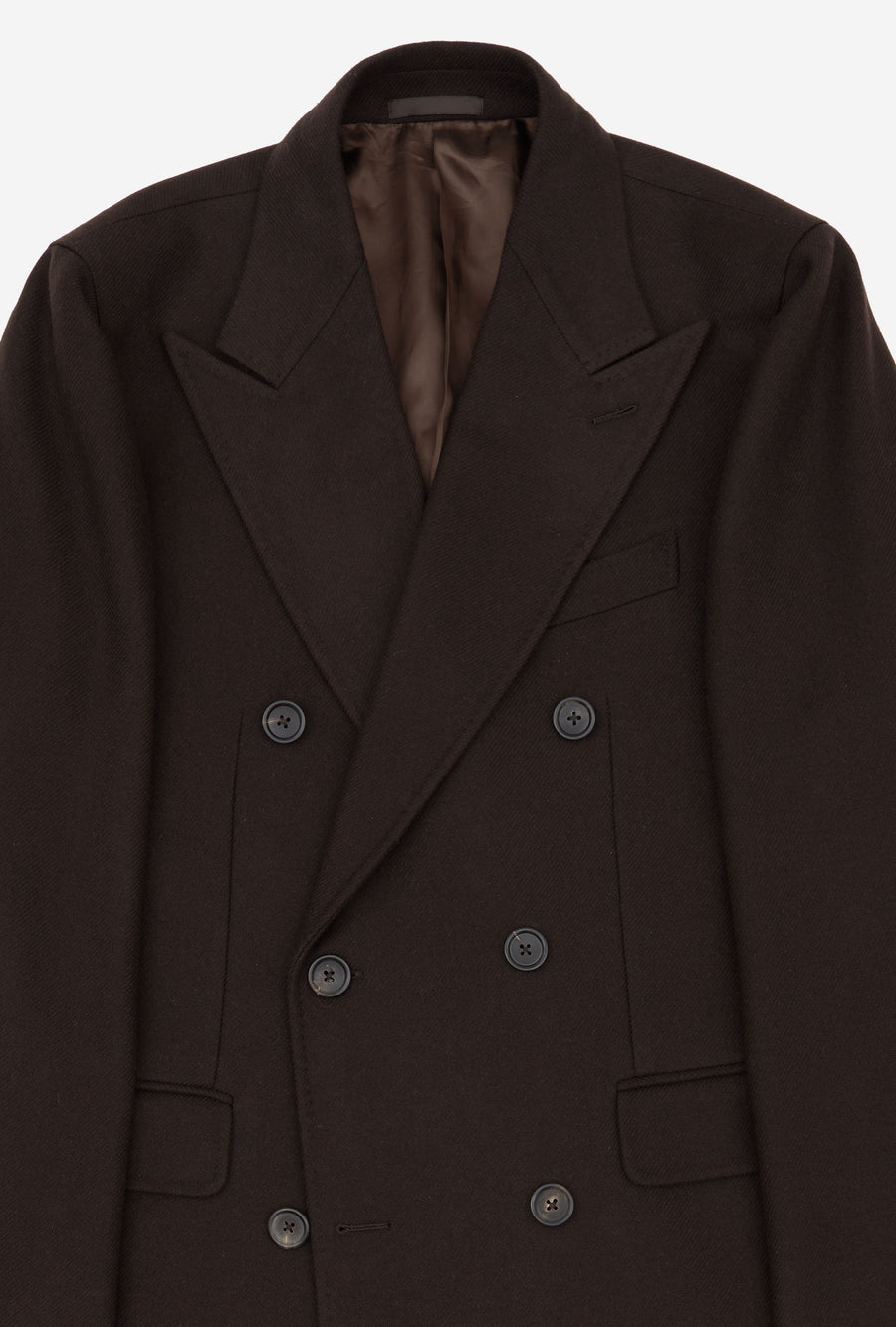 Double Breasted Overcoat Peak Lapel Brown
