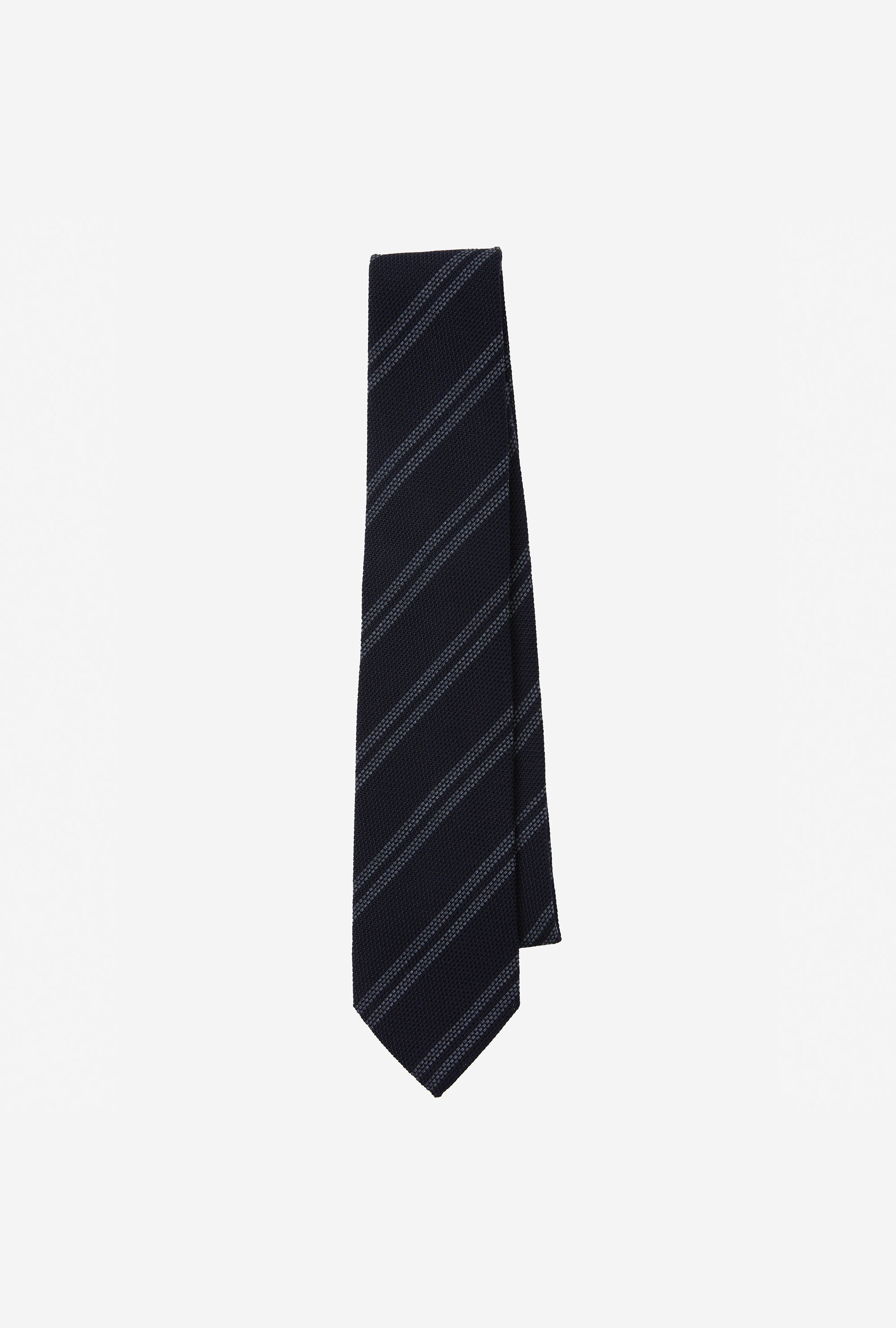 Tie Grenadine Navy Grey Double Stripe