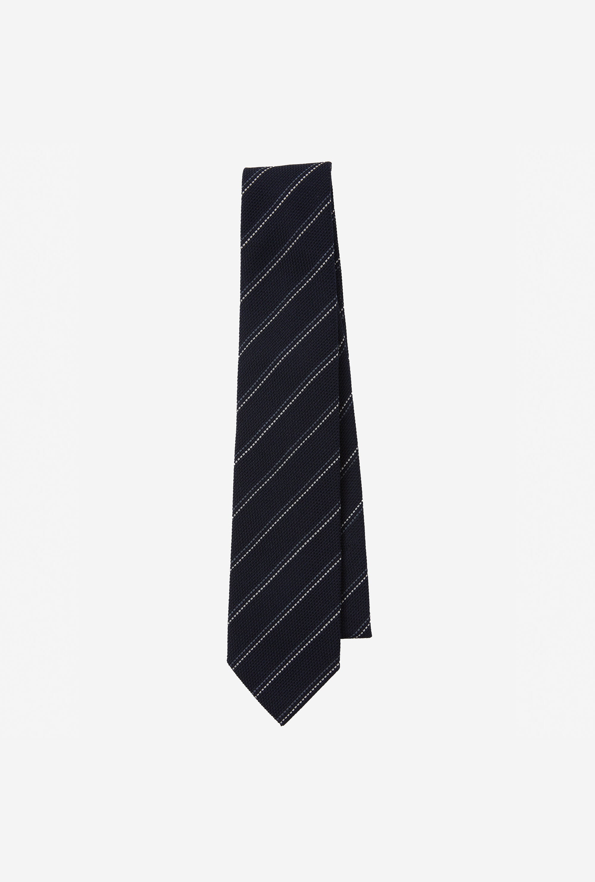 Tie Grenadine Navy White Grey Stripe