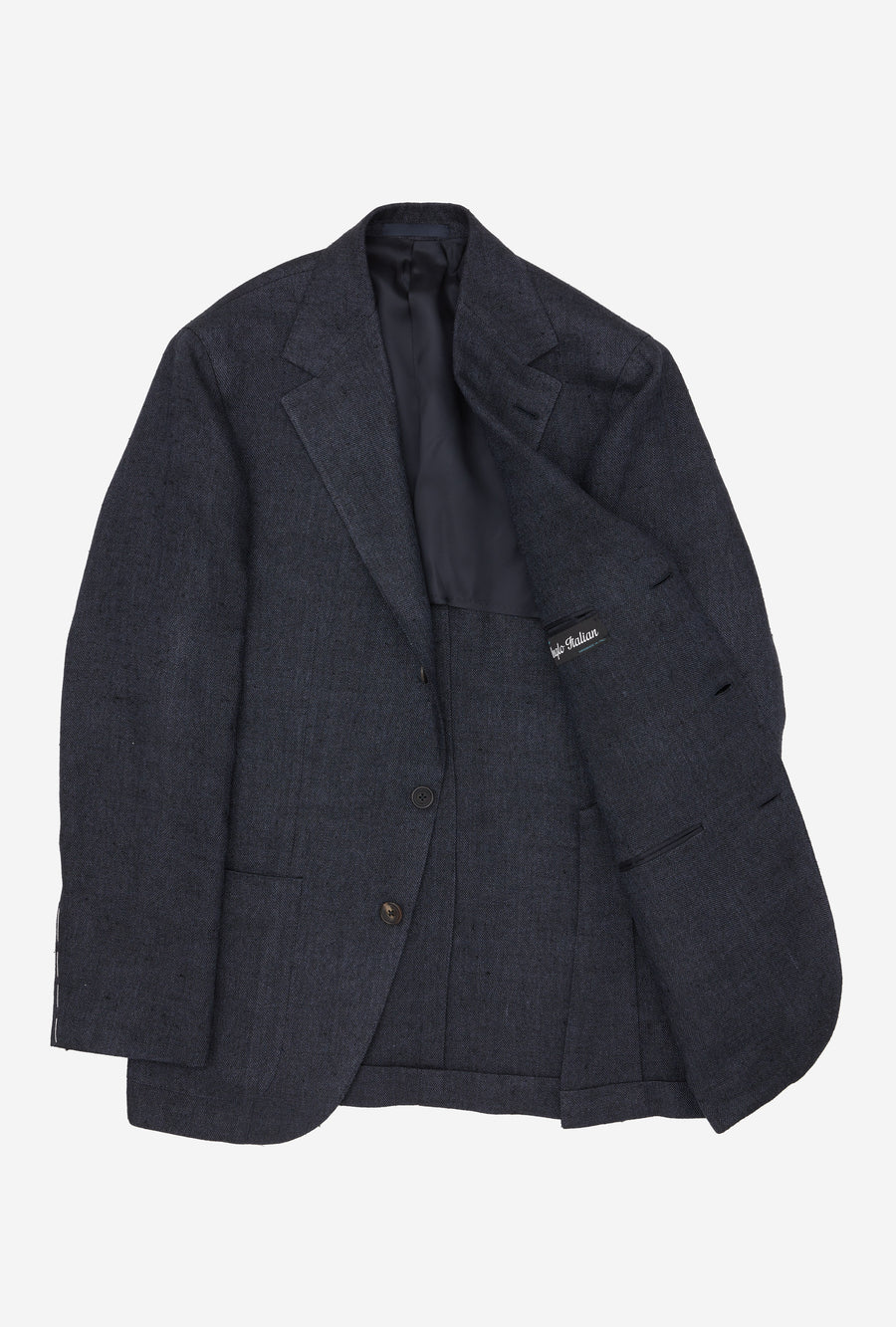 Sport Jacket Silk-Linen Basketweave Navy