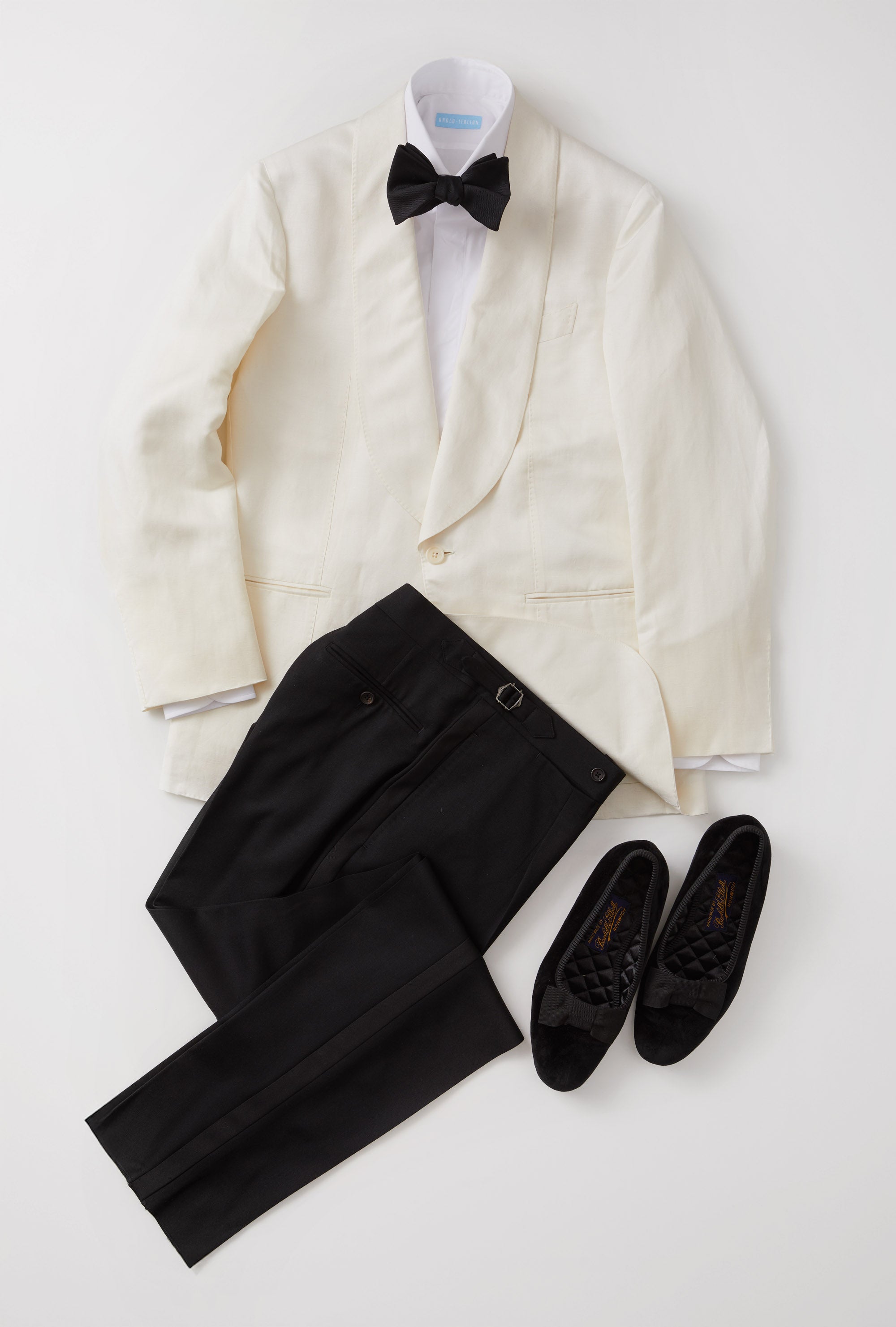 Tuxedo Jacket White Barathea Wool Shawl Lapel