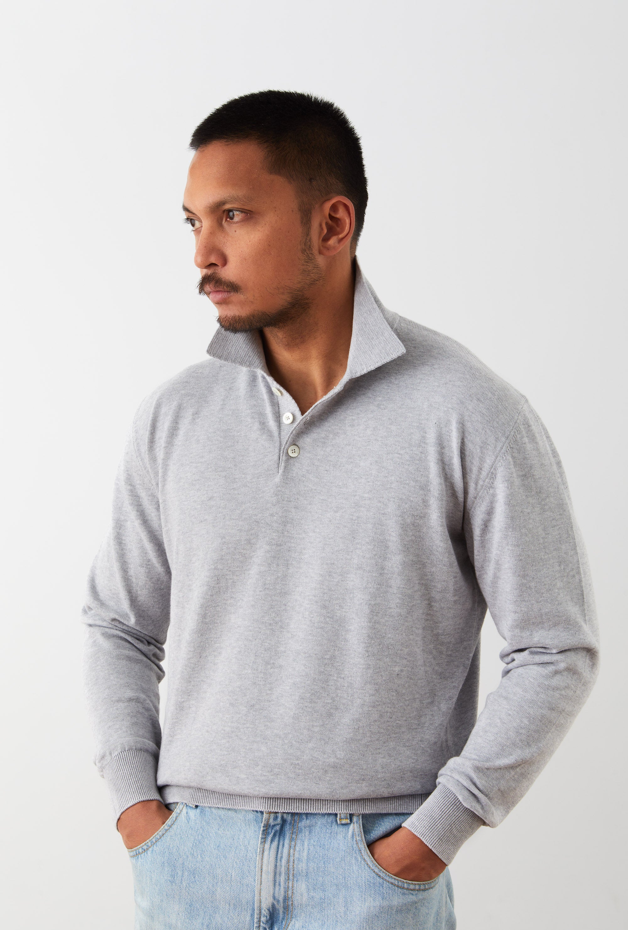 Knitted Polo Cotton Oyster