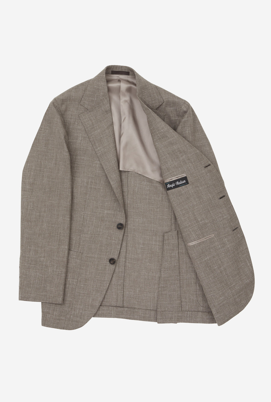 Suit Single Breasted Wool Silk Linen Taupe