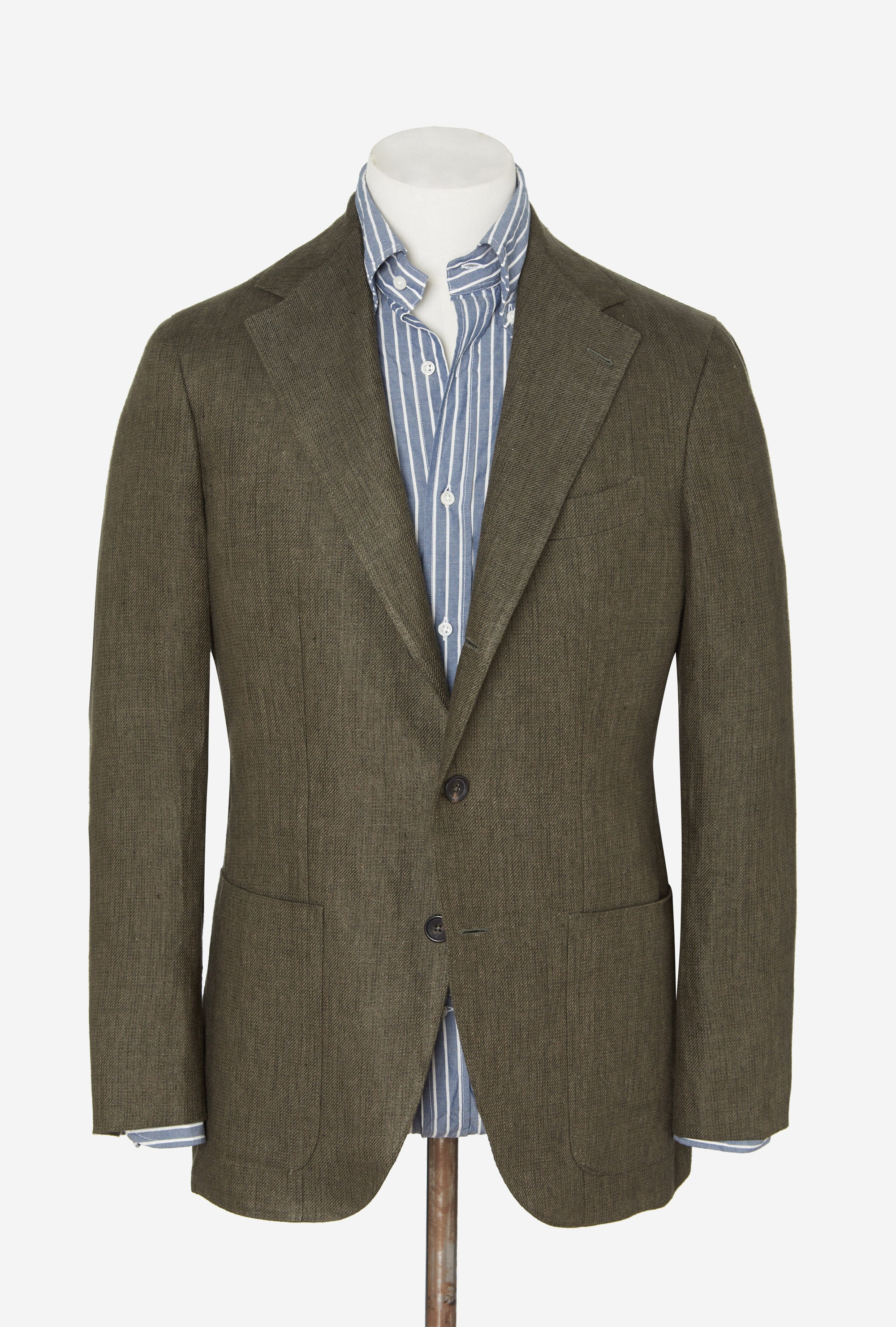 Sport Jacket Silk-Linen Olive Tickweave