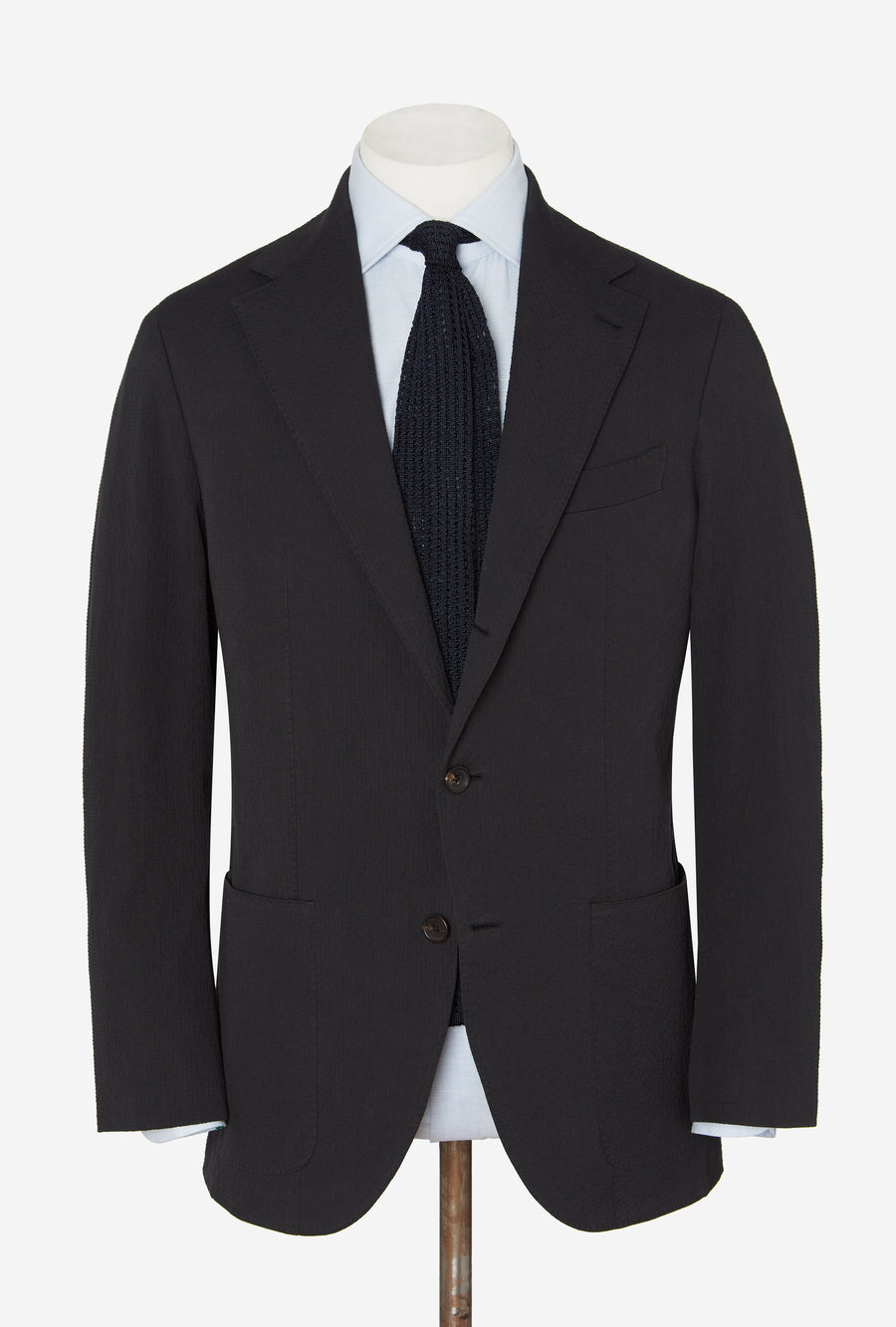 Suit Single Breasted Cotton Seersucker Dark Navy