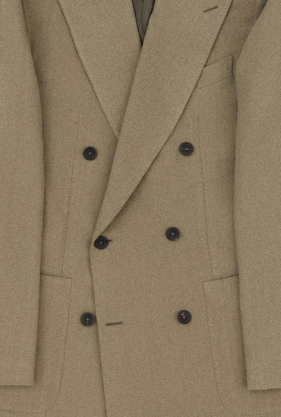 Sport Jacket Double Breasted Olive Silk Linen Basketweave