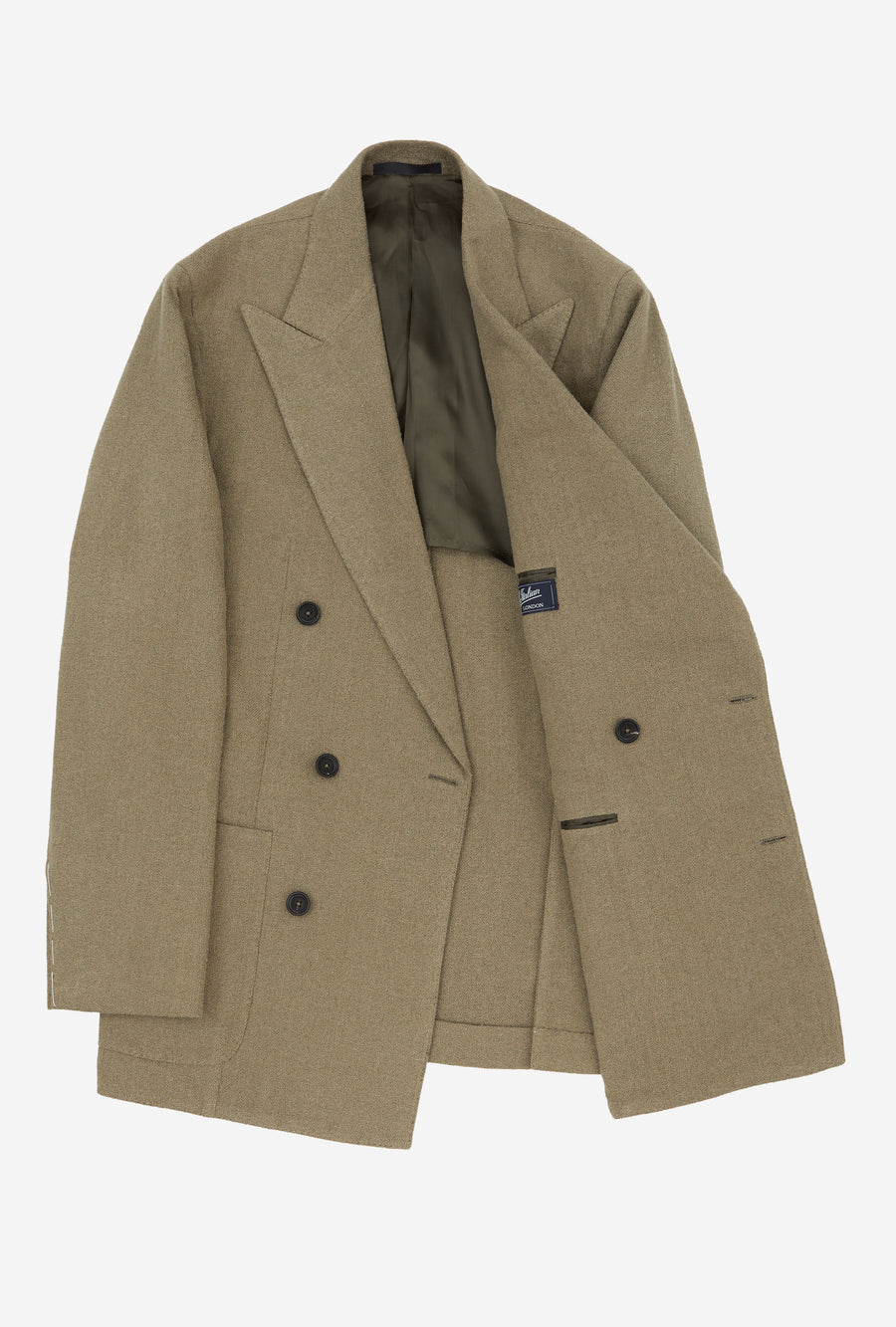Sport Jacket Double Breasted Olive Silk Linen Basketweave