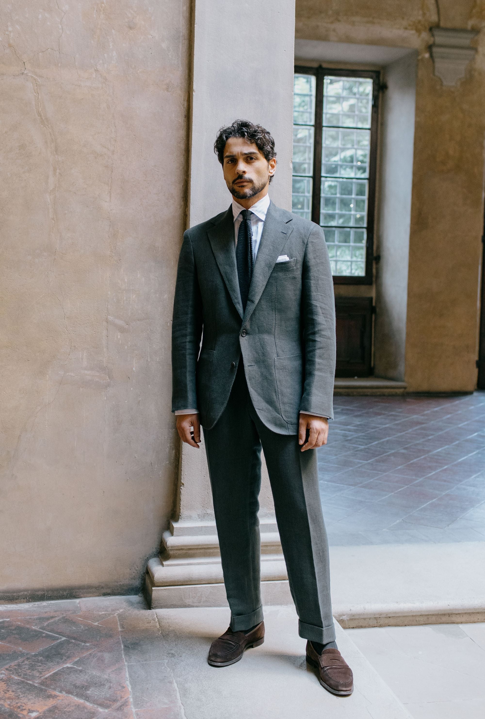 Anglo Italian オリーブグリーンコットンスラックス Anglo-Italian | Online Store