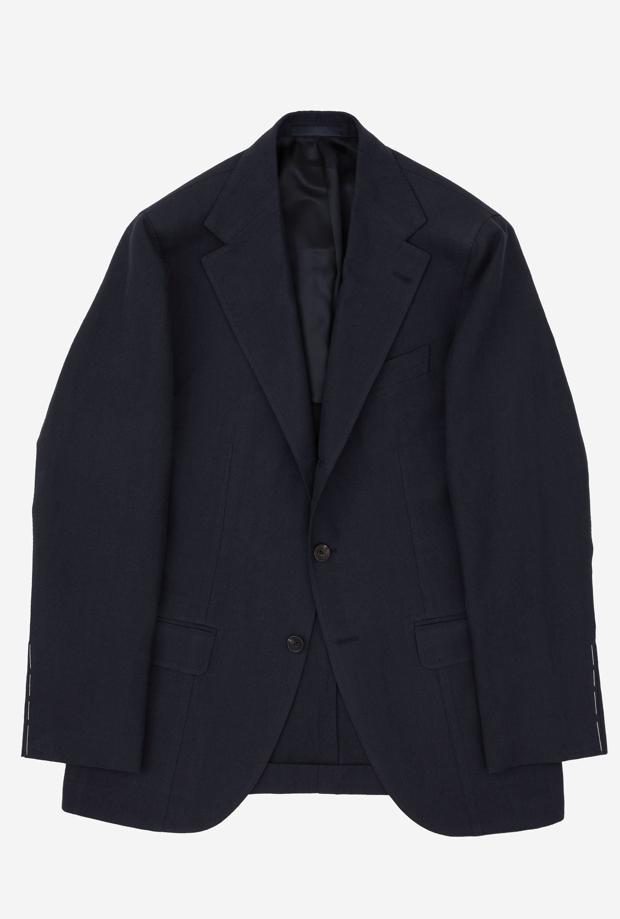 Suit Single Breasted Navy Herringbone Wool-Linen