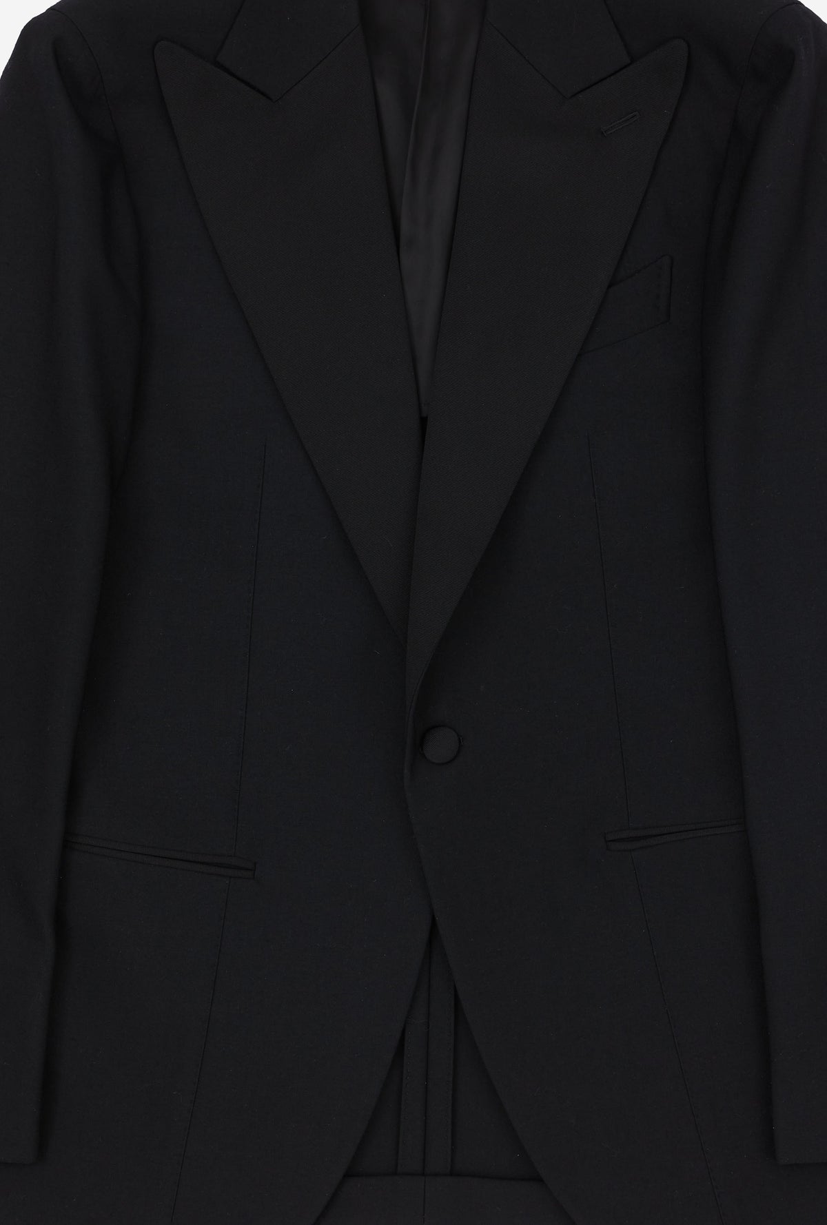 Black Wool Tuxedo With Silk Peak lapels