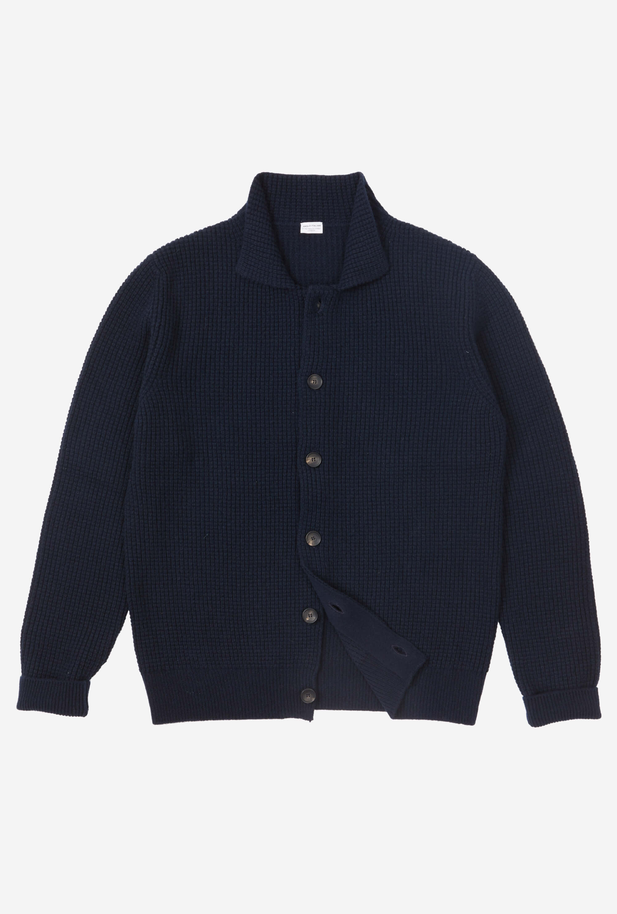 Button-Through Cardigan Wool Cashmere Navy