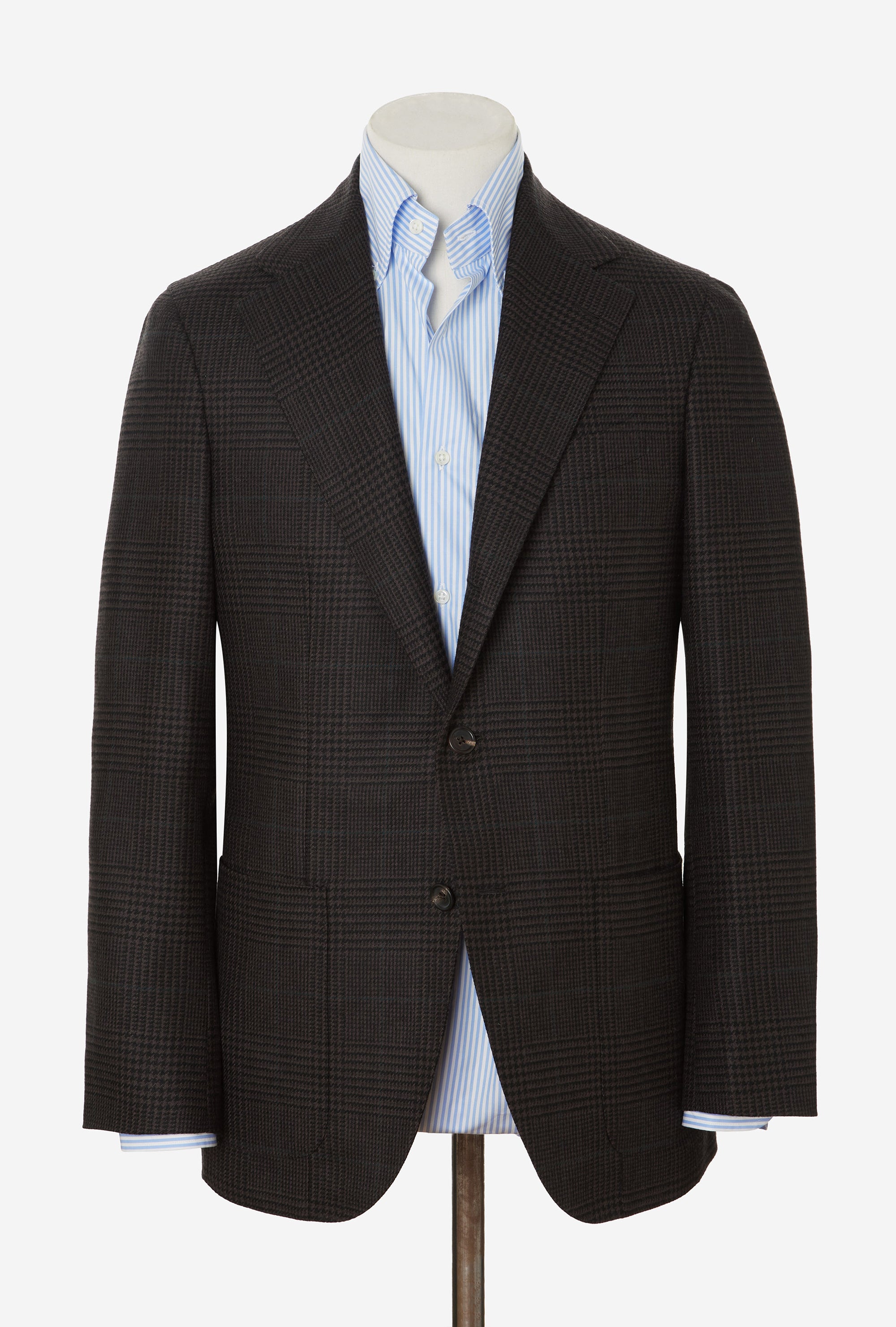 Sport Jacket Wool Brown Glen Plaid Emerald Overcheck