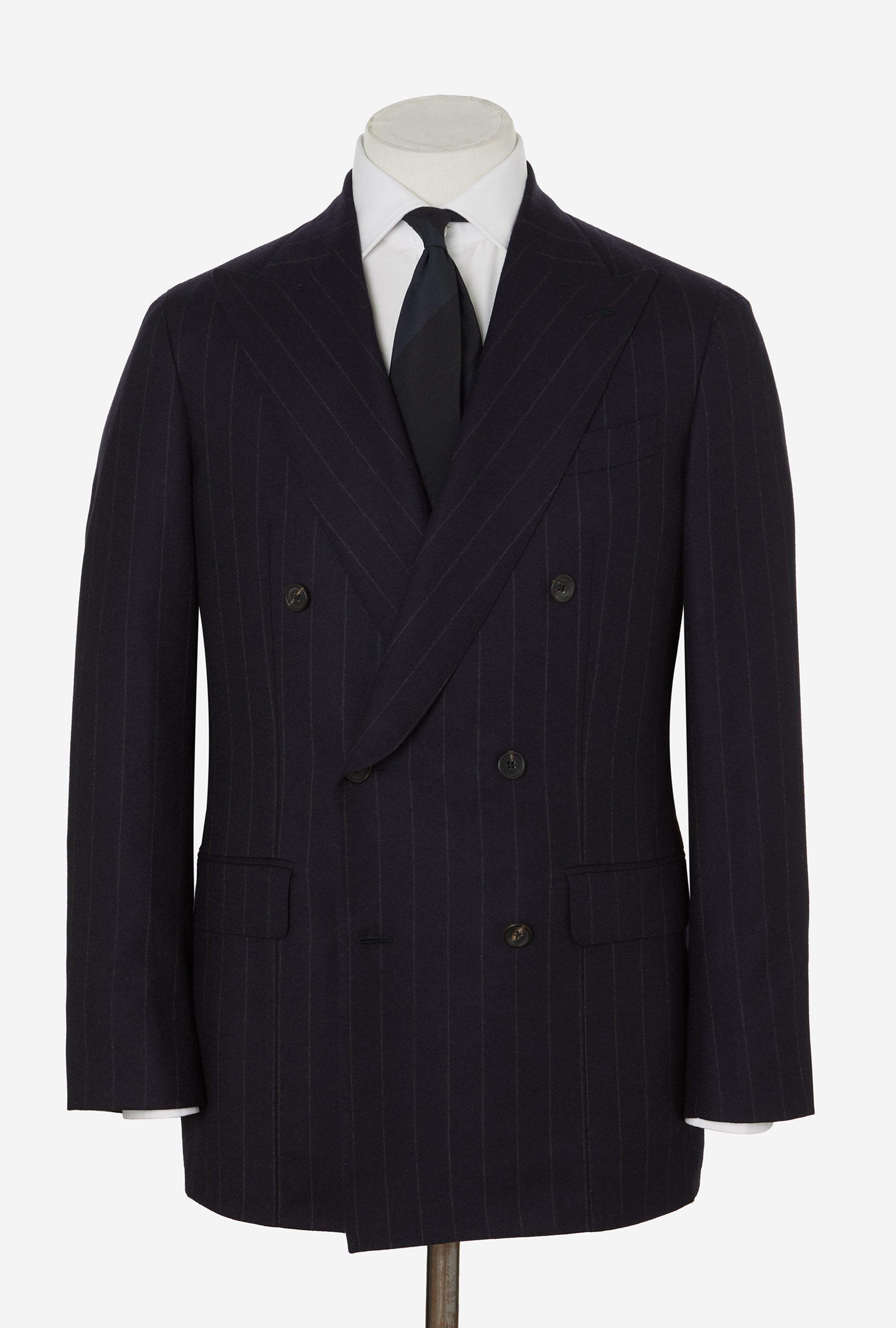 Suit Double Breasted Navy Chalk Stripe Flannel