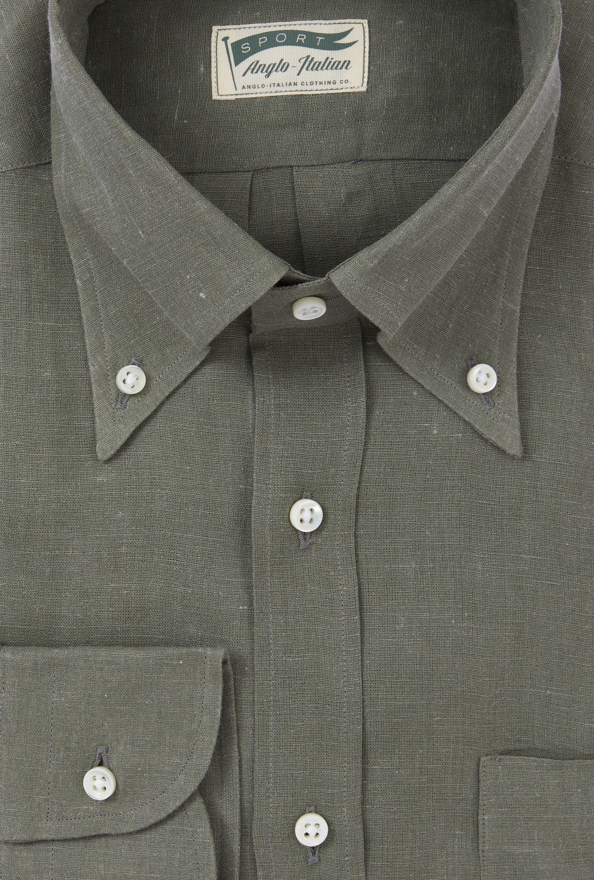 Button Down Linen Shirt Sage Green