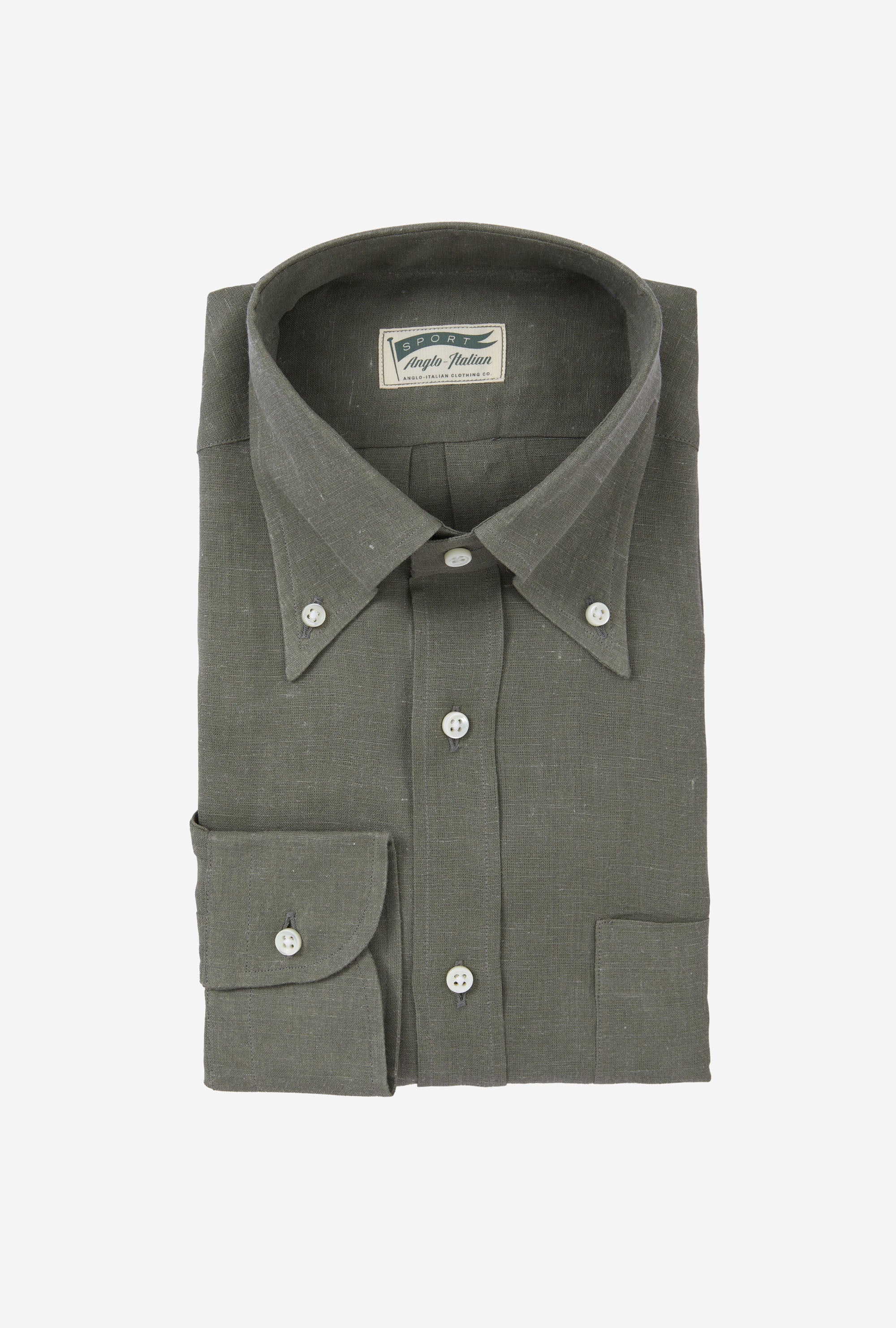 Button Down Linen Shirt Sage Green