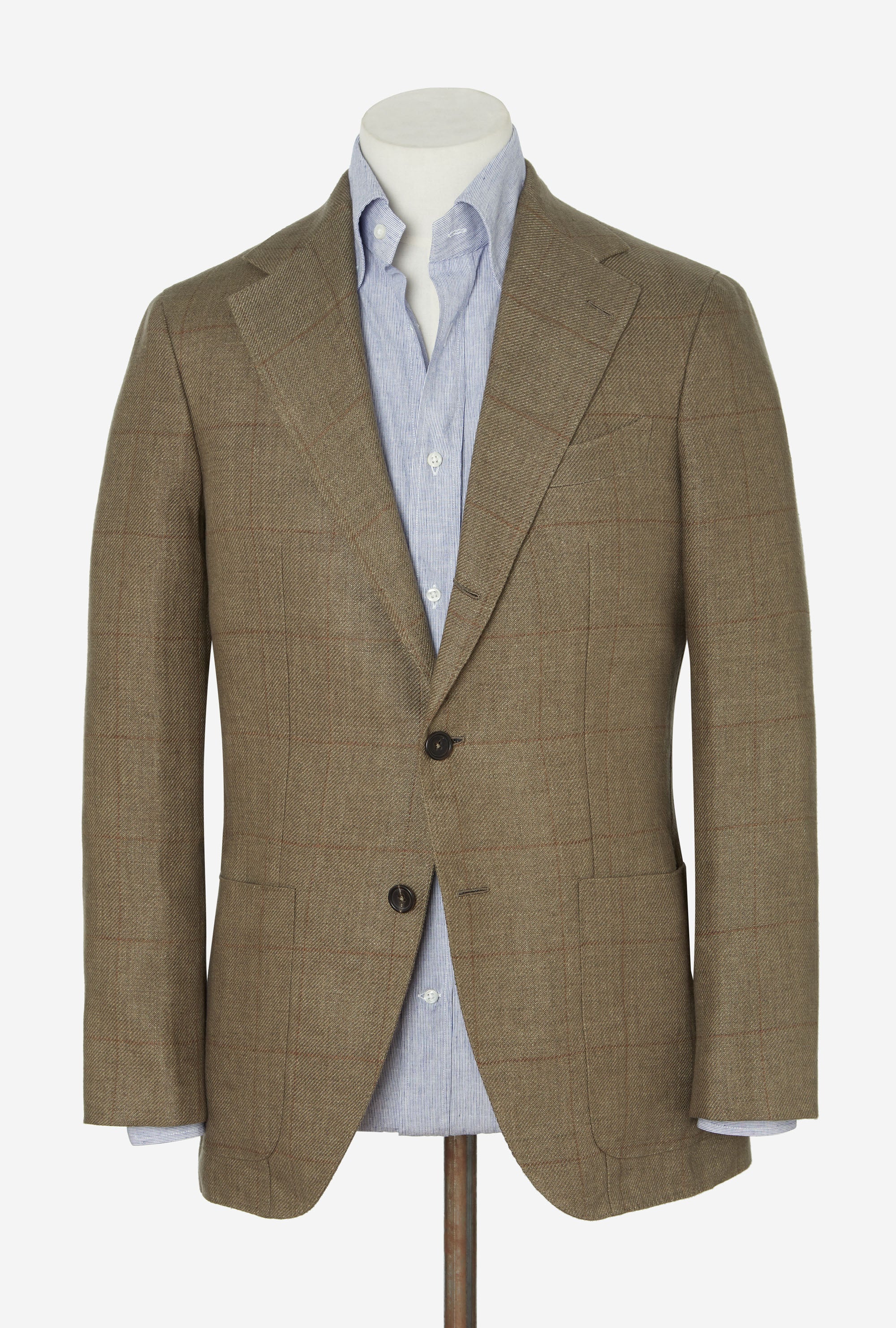 Sport Jacket Linen Sand Twill Bronze Windowpane