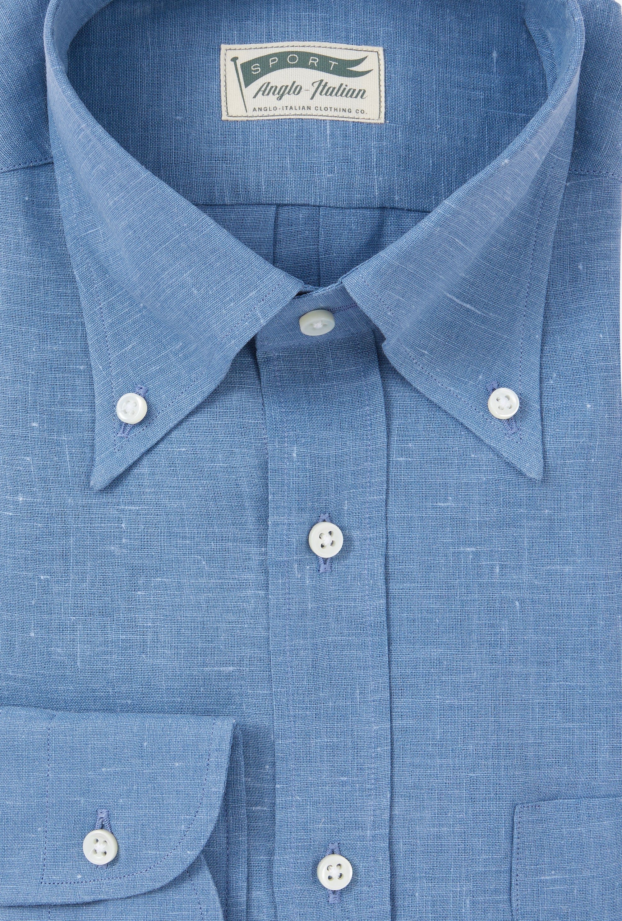 Button Down Linen Shirt Blue