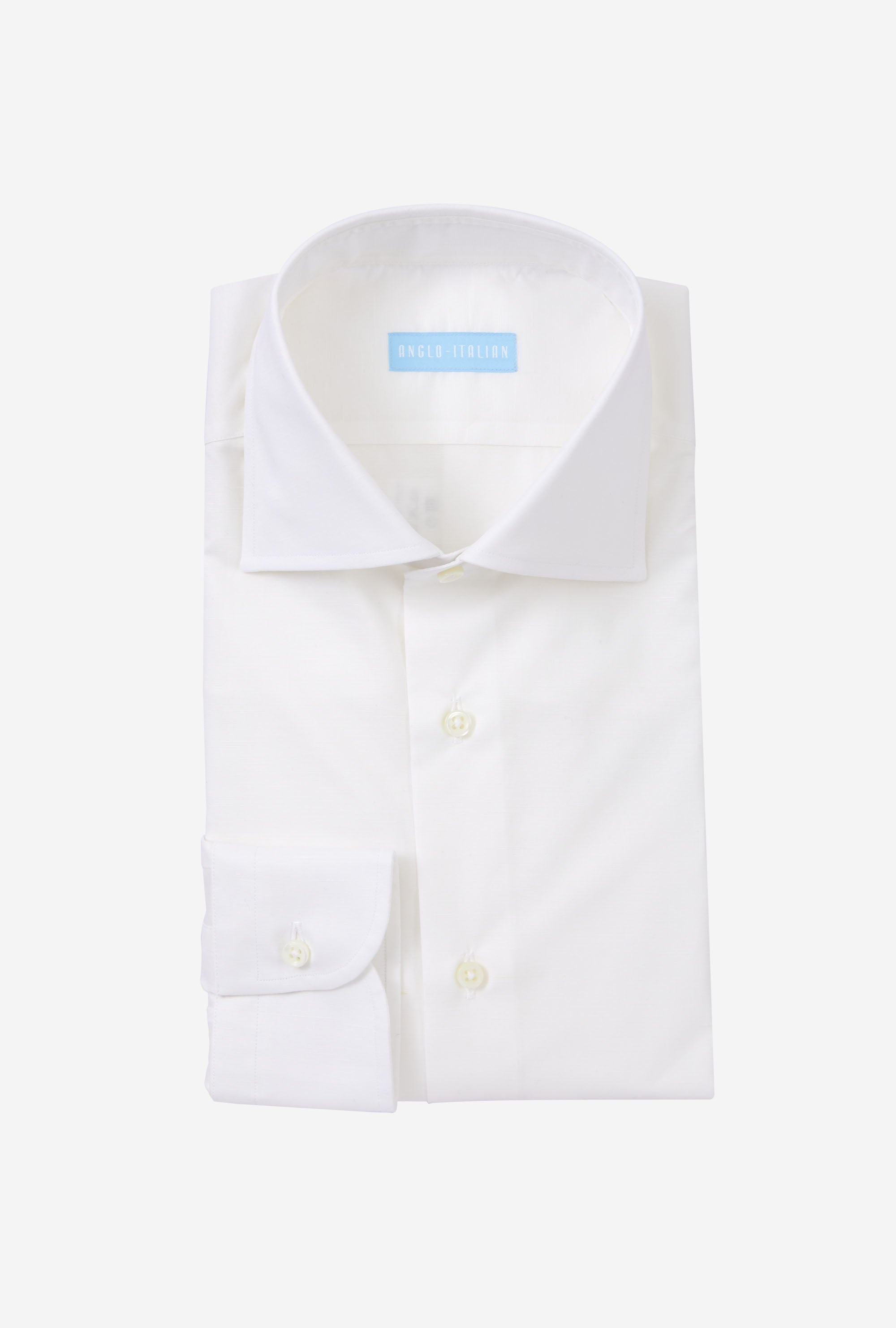 Spread Collar Shirt Zephyr Cotton-Linen White